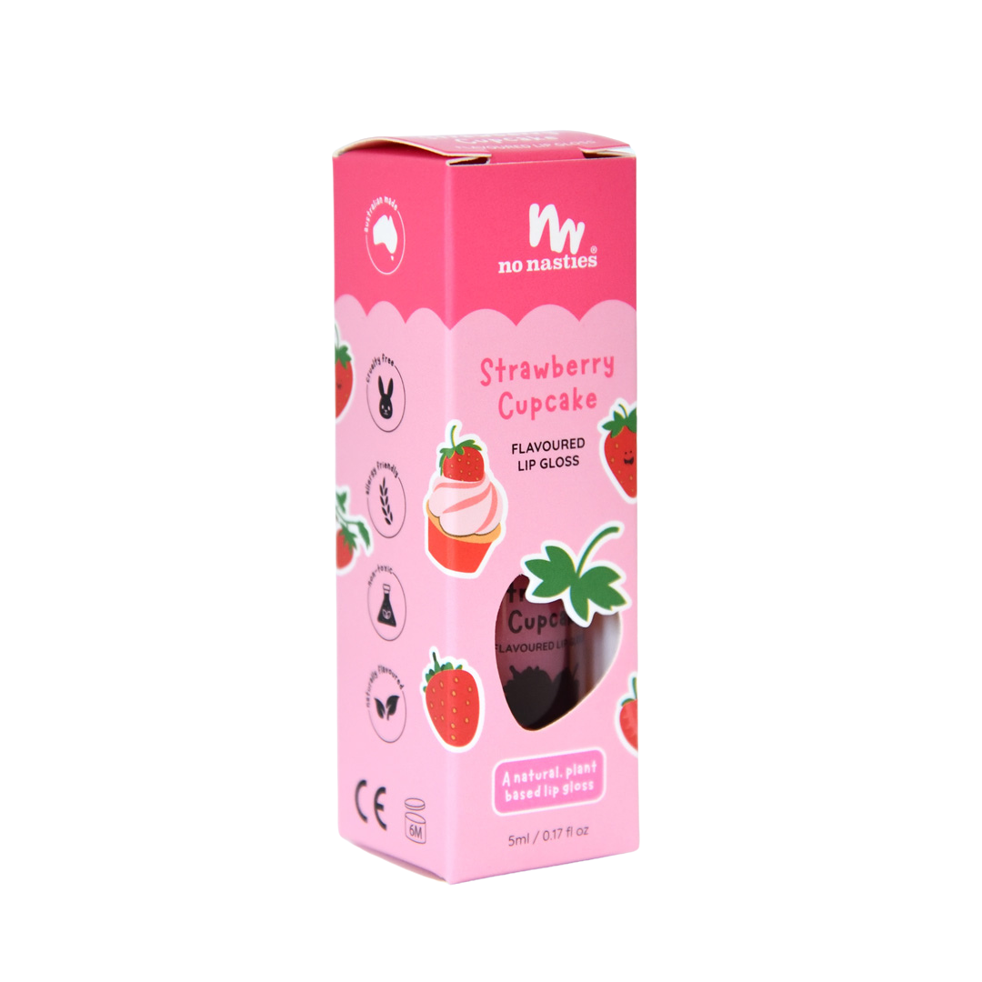 No Nasties Kids Lip Gloss Wand – Strawberry Cupcake