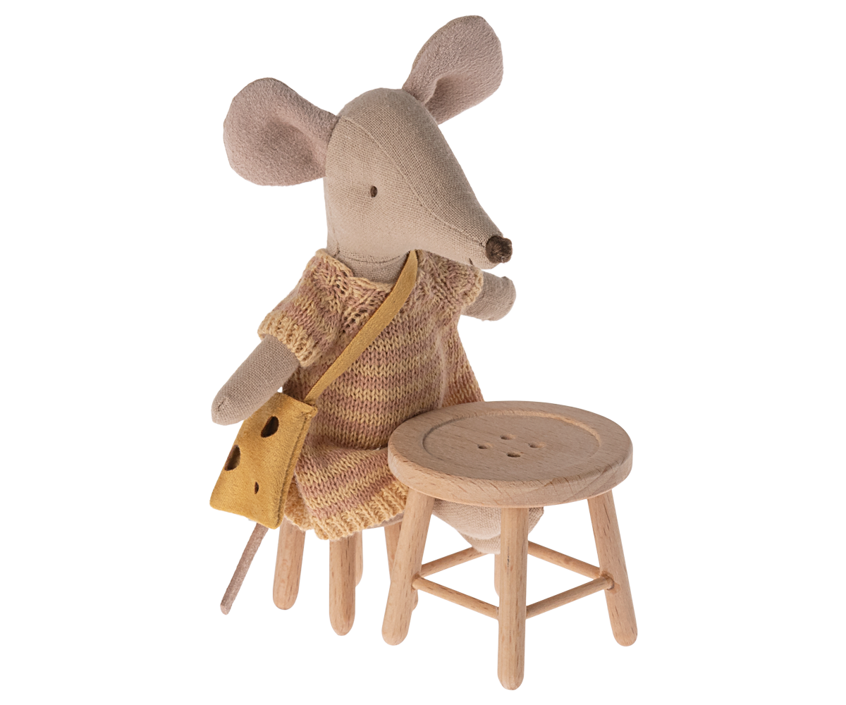 Maileg Miniature Mouse Table & Stool Set