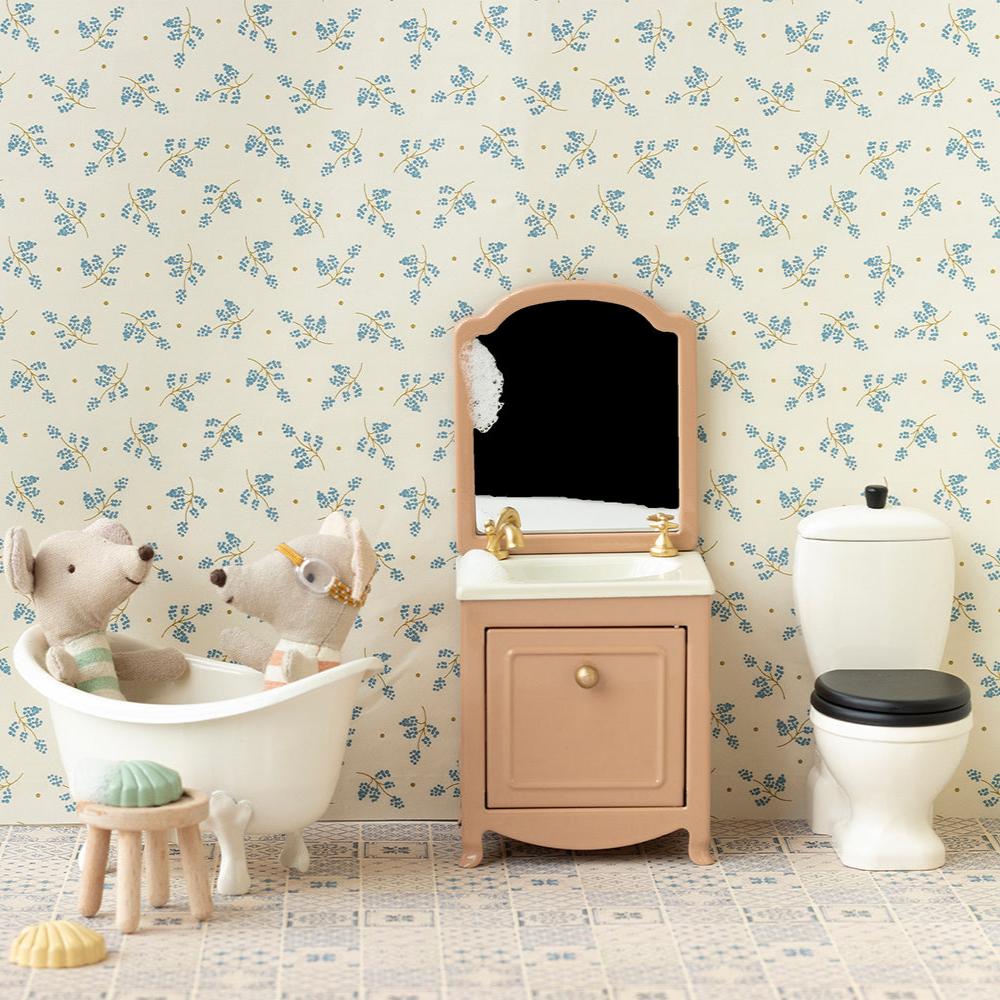 Maileg Miniature Mouse Sink Dresser with Mirror – Dark Powder