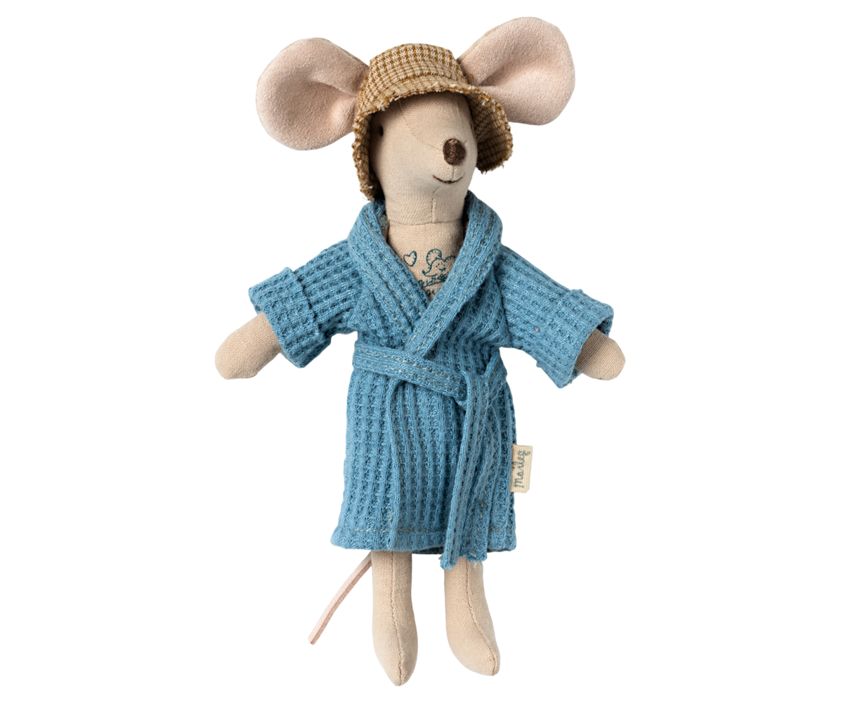 Maileg Mouse Dusty Blue Bathrobe – Mum or Dad