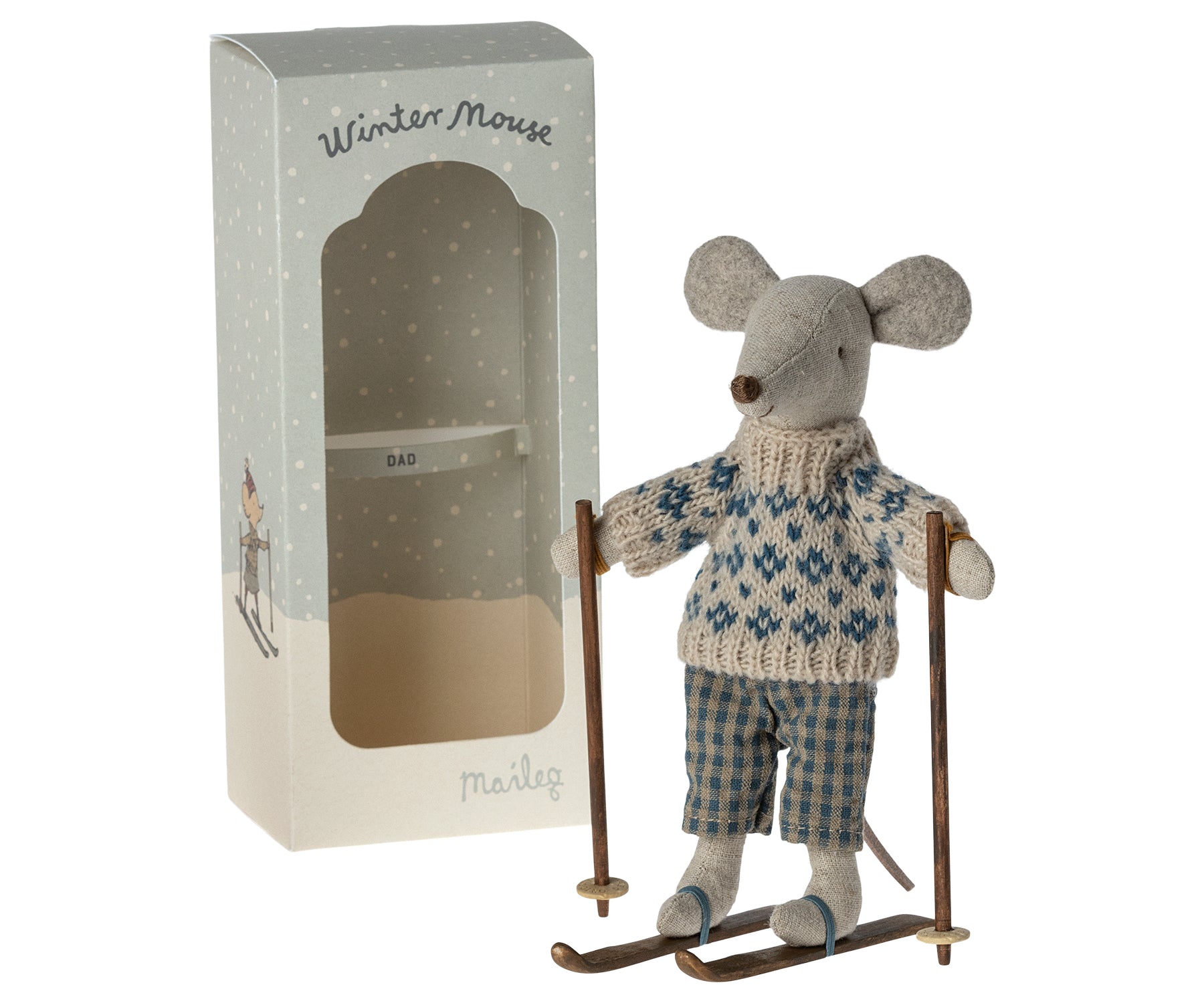 Maileg Winter Mouse with Ski Set – Dad
