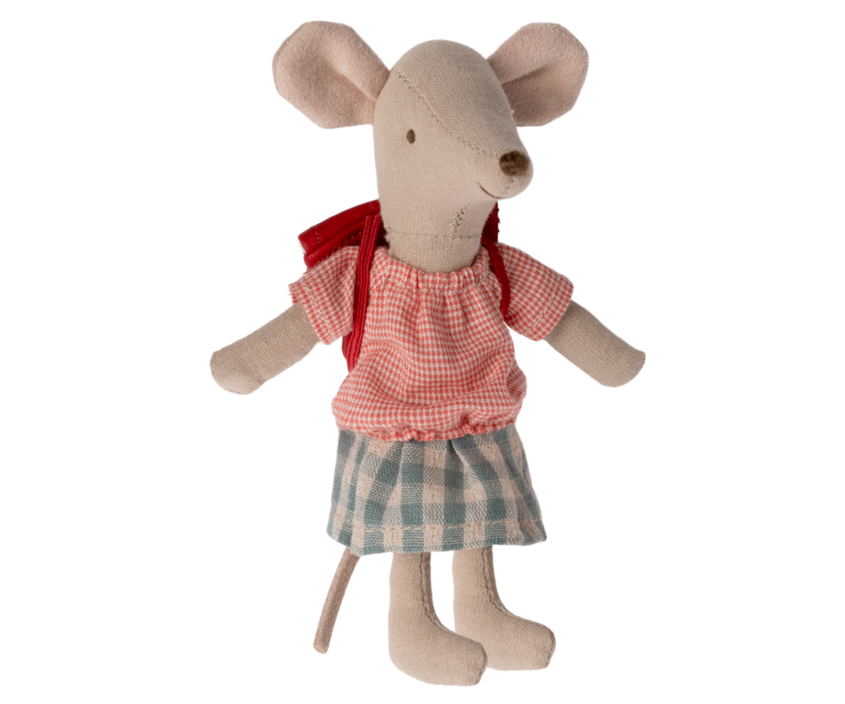 Maileg Tricycle Mouse with Bag – Big Sister (Red)