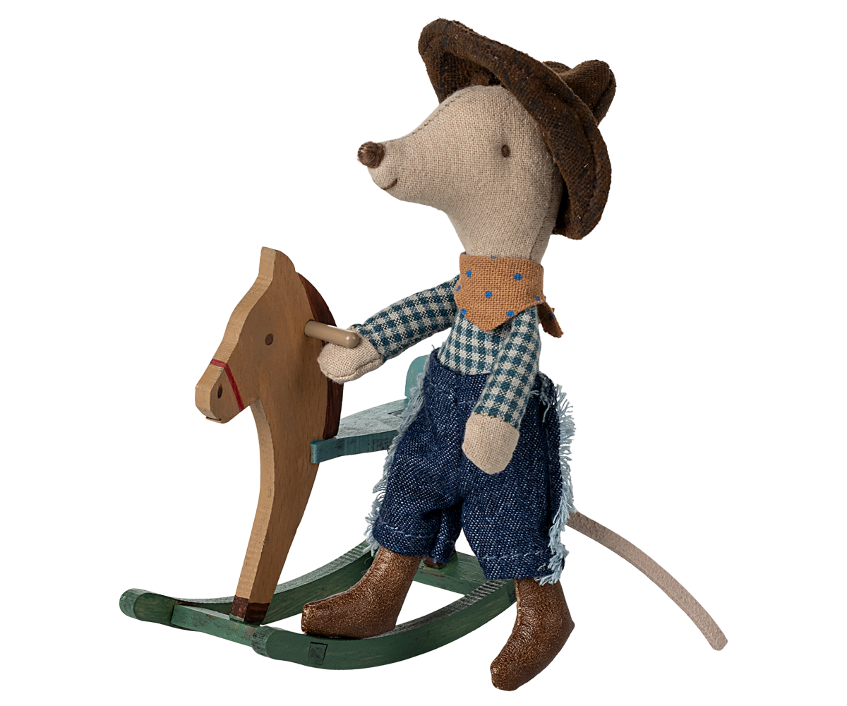 Maileg Cowboy Mouse on Rocking Horse – Little Brother