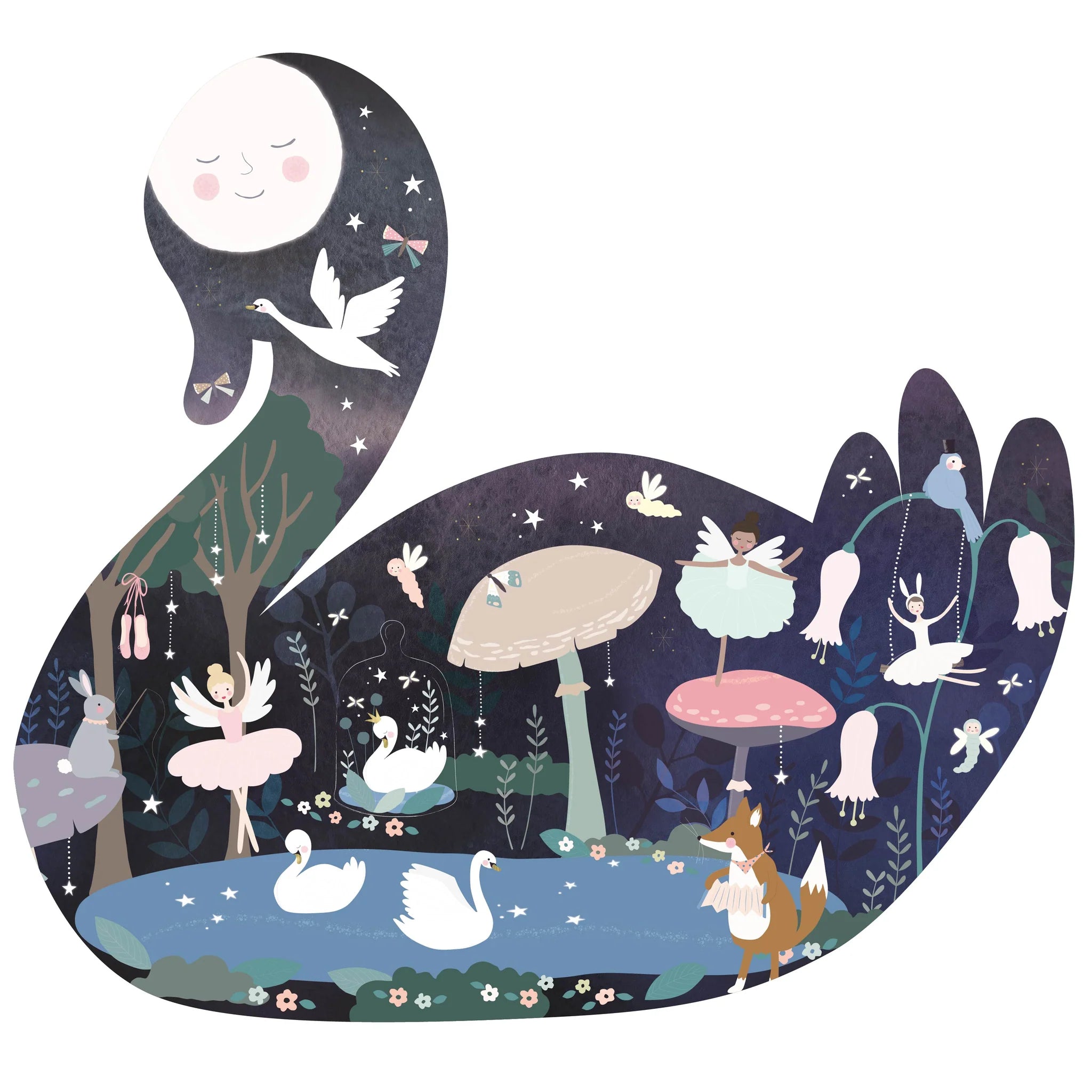 Floss & Rock Enchanted Swan Shaped Puzzle – 40 Piece