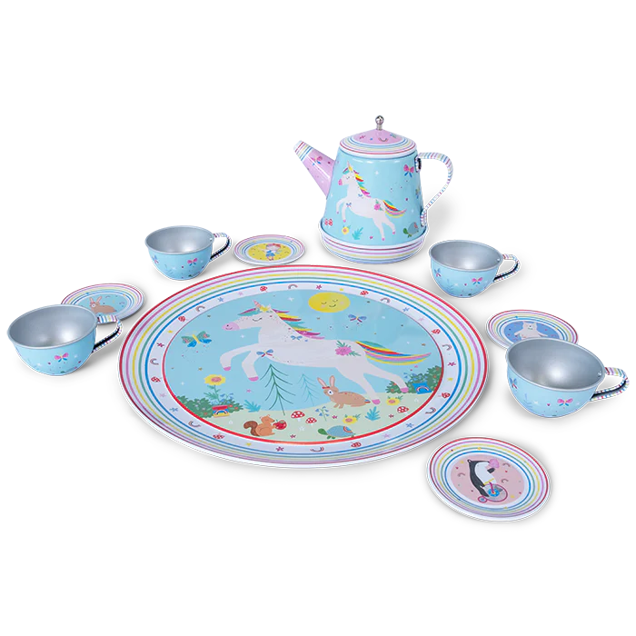 Floss & Rock Musical Tin Tea Set – Rainbow Fairy (11 Piece)