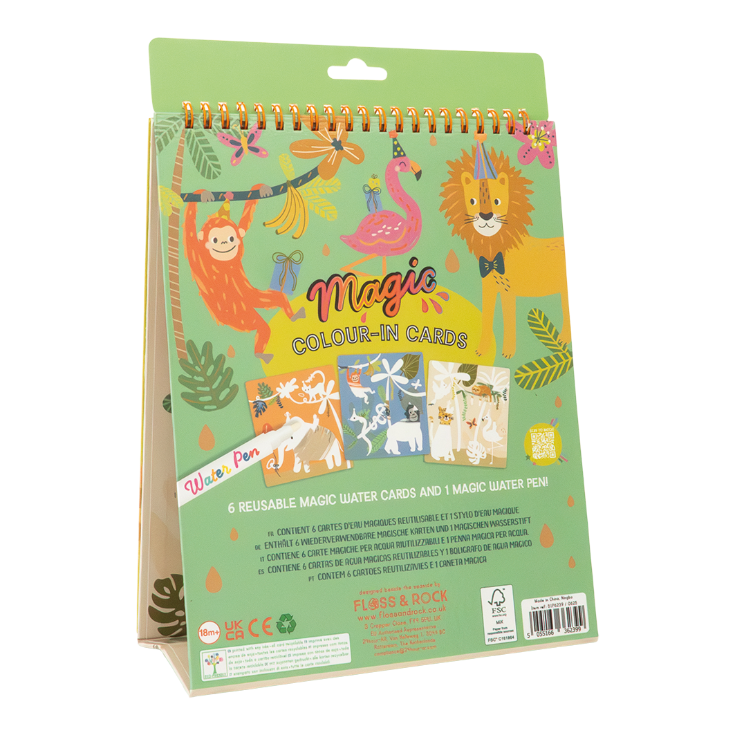 Floss & Rock Magic Colour Changing Water Card Easel & Pen – Jungle Party