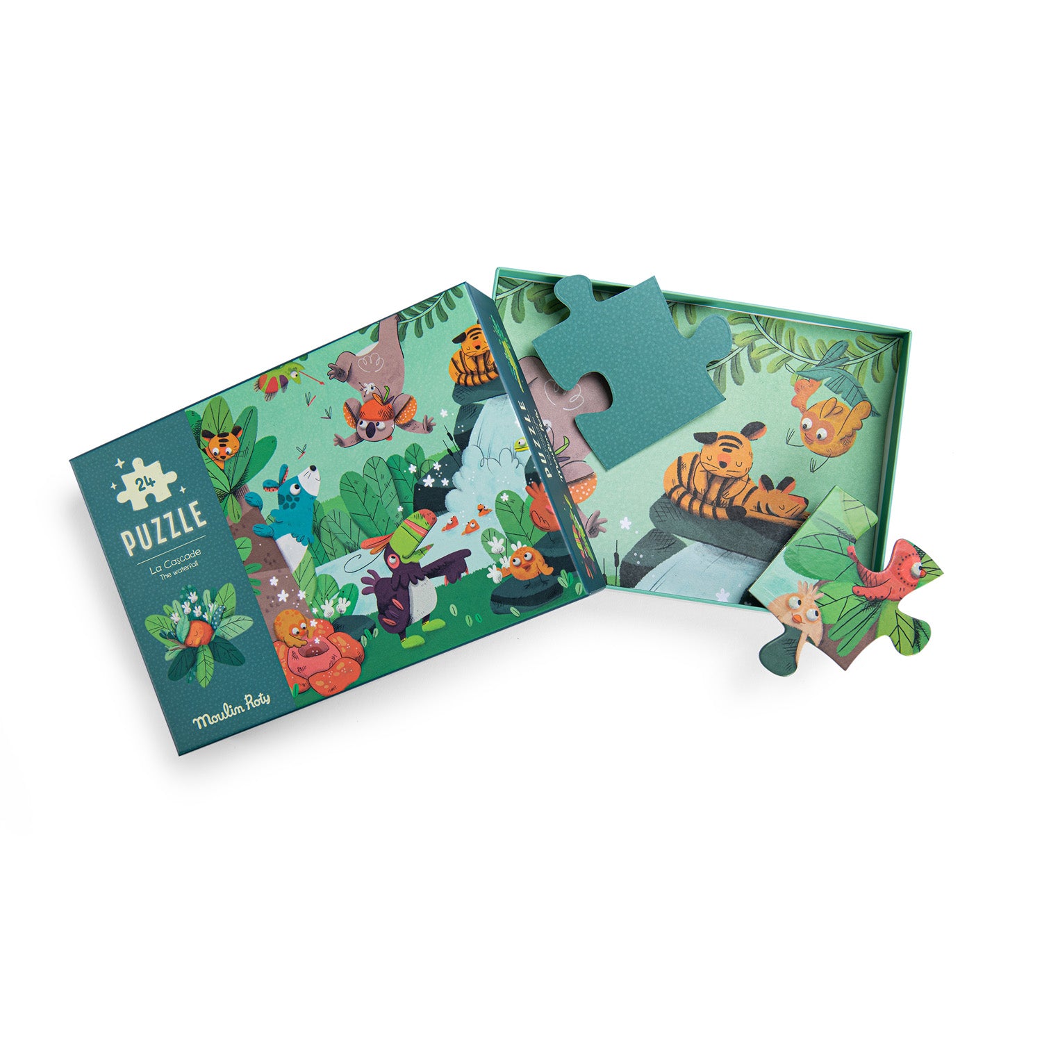 Moulin Roty The Waterfall Glow in the Dark Puzzle – In The Jungle (24 Pieces)