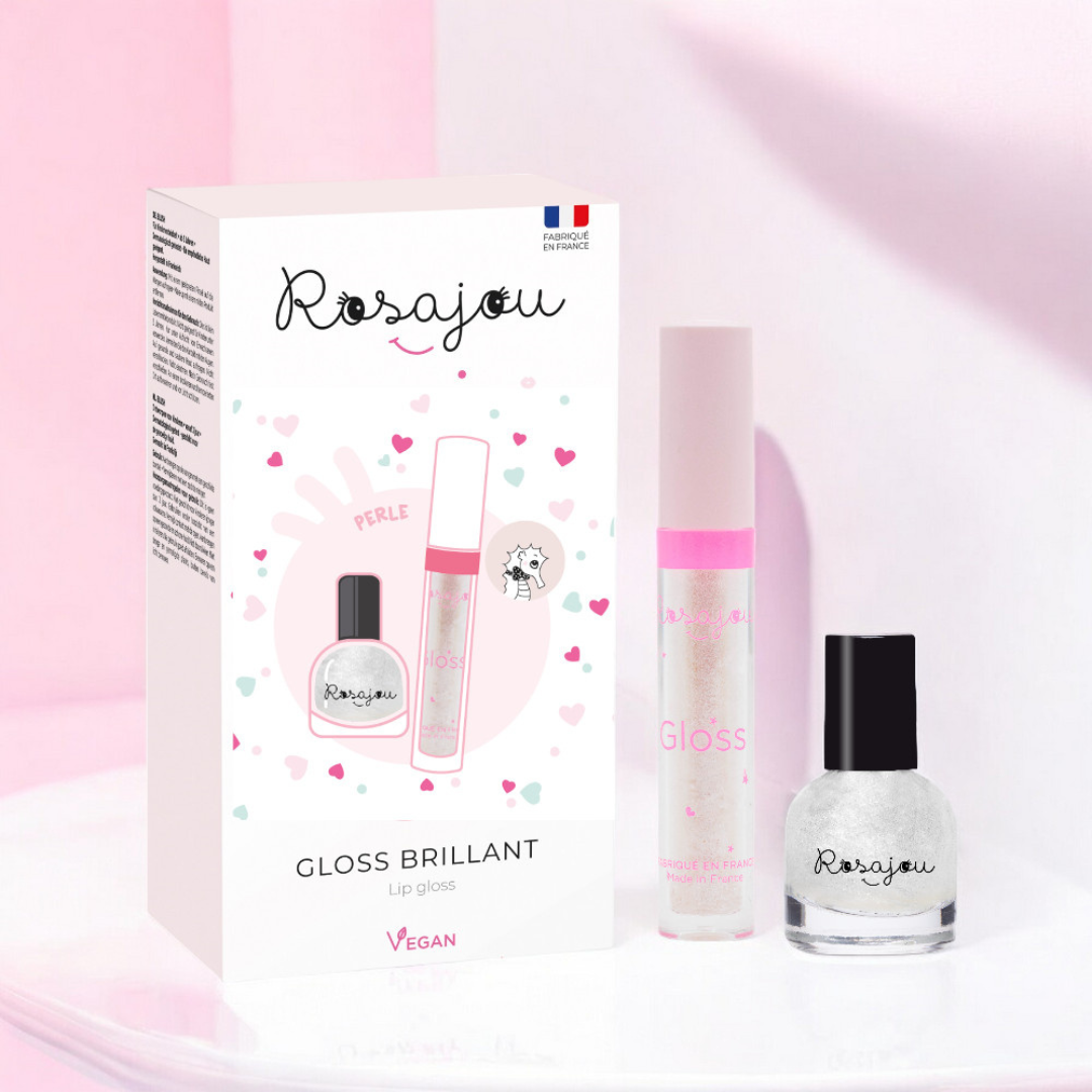 Rosajou Lip Gloss & Peel Off Nail Polish Duo – Pearl