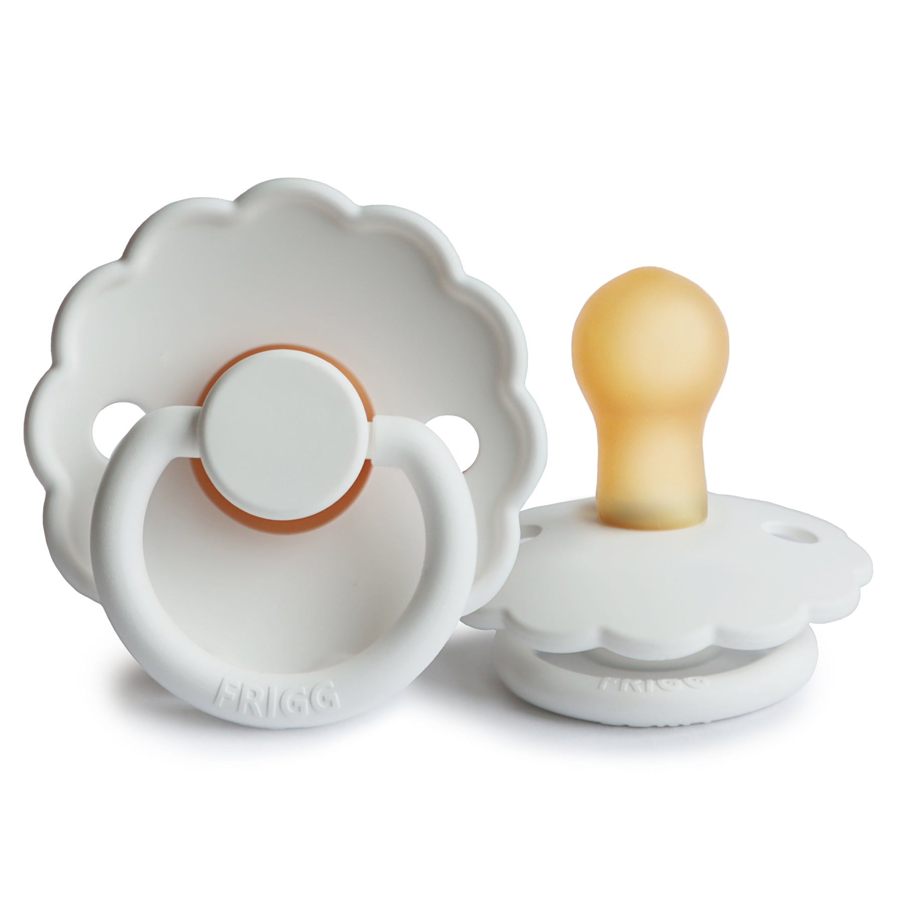 FRIGG Daisy Round Latex Pacifier – Bright White