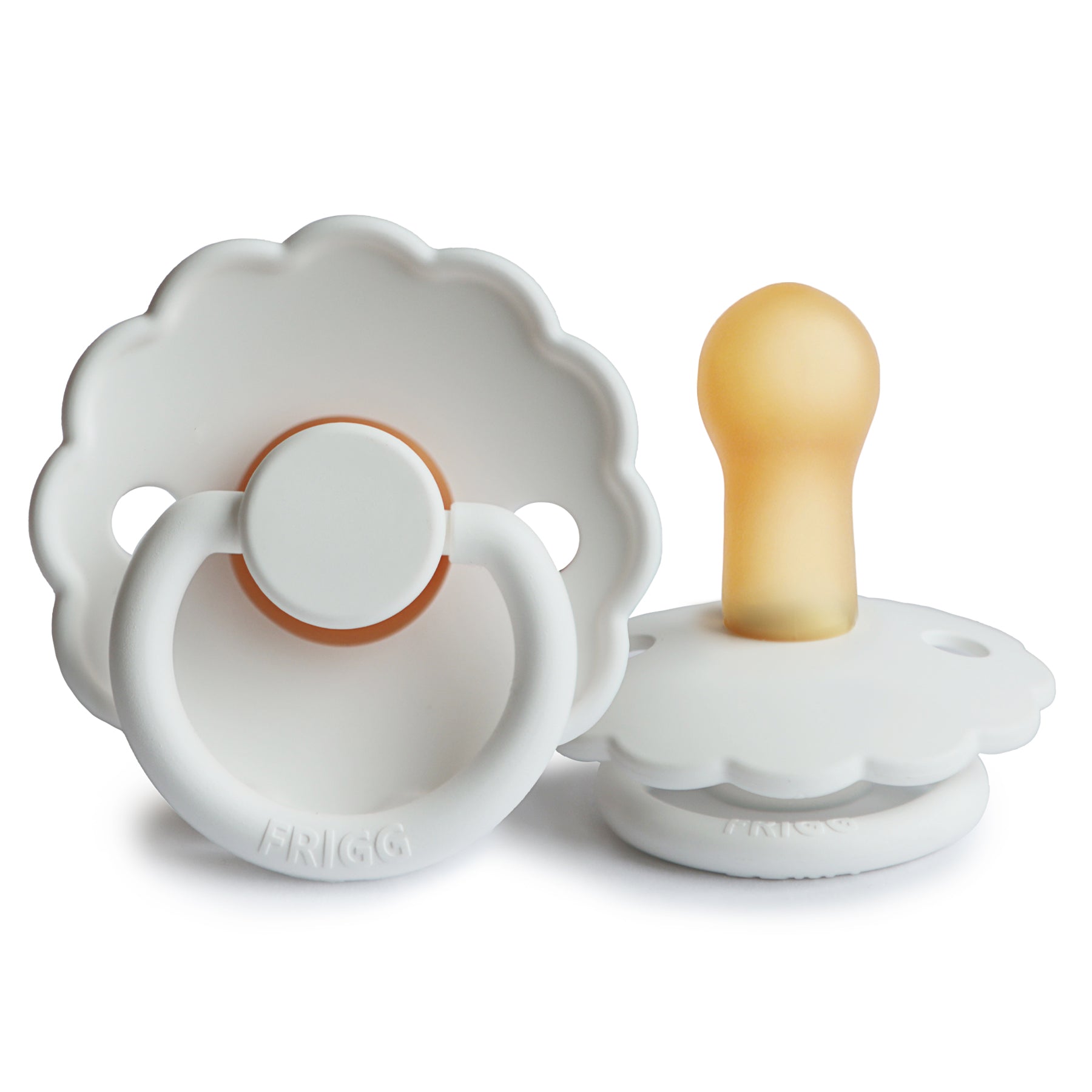 FRIGG Daisy Round Latex Pacifier – Bright White