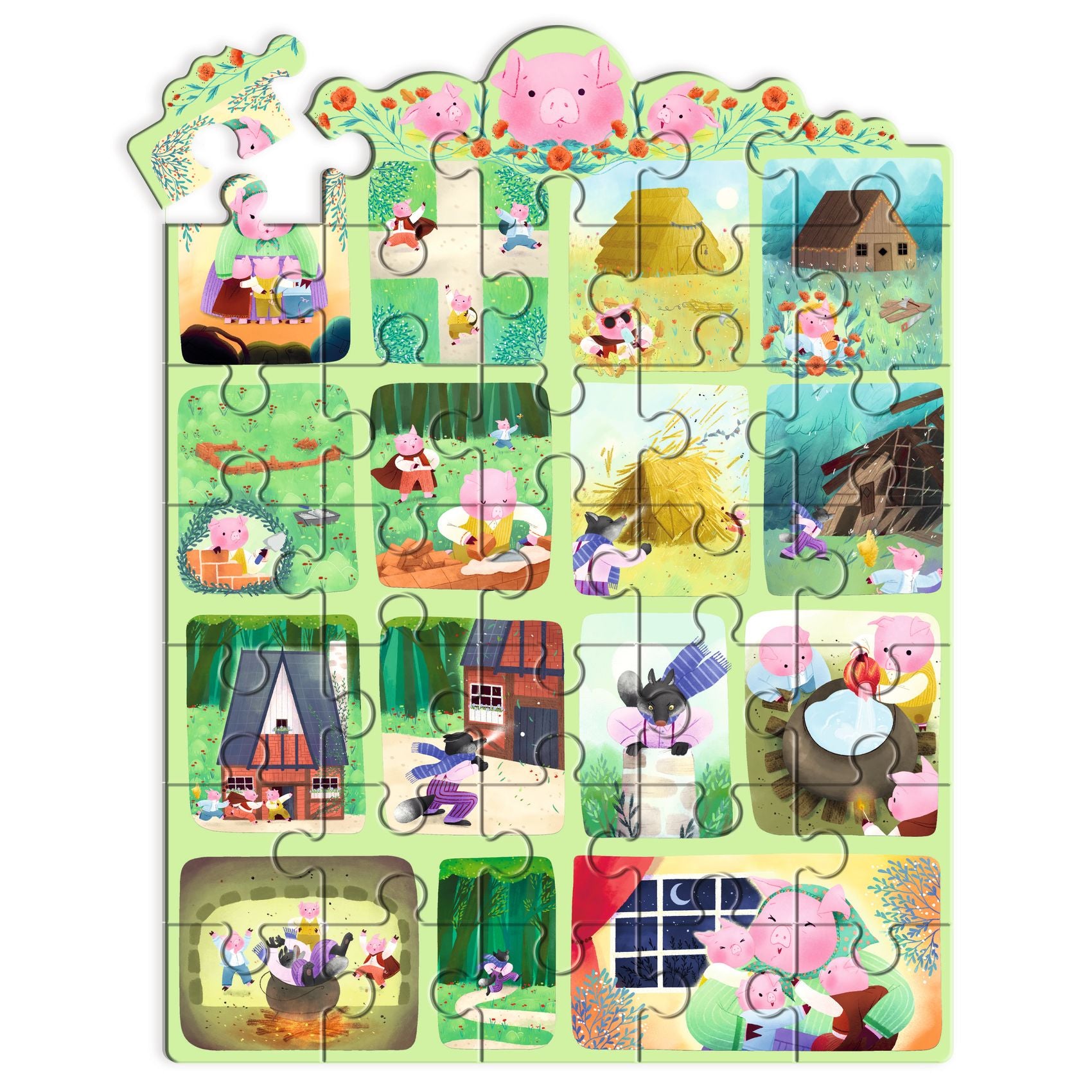 Djeco The Three Little Pigs Story Puzzle – 35 Piece
