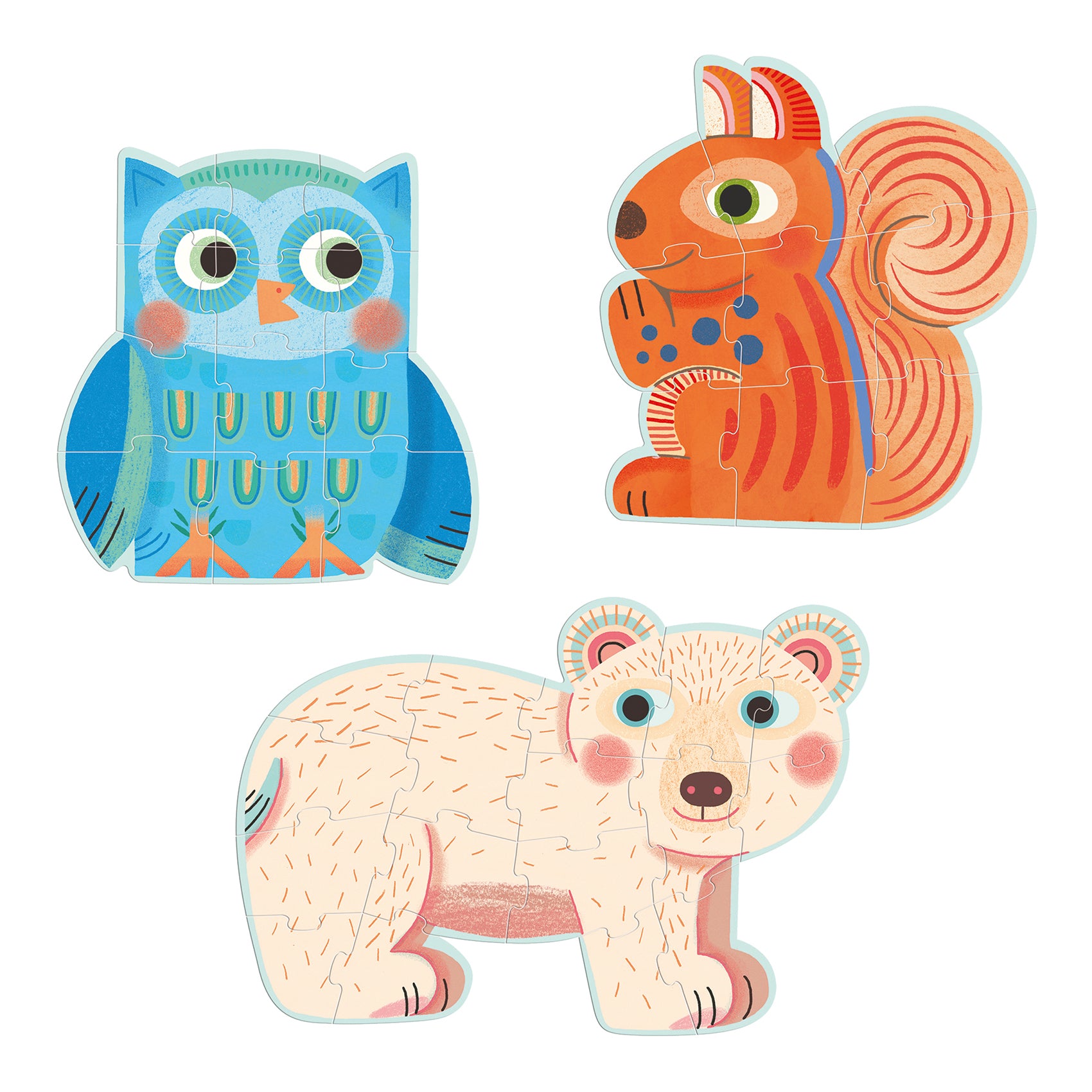 Djeco 3-in-1 Progressive Primo Puzzle – In The Forest