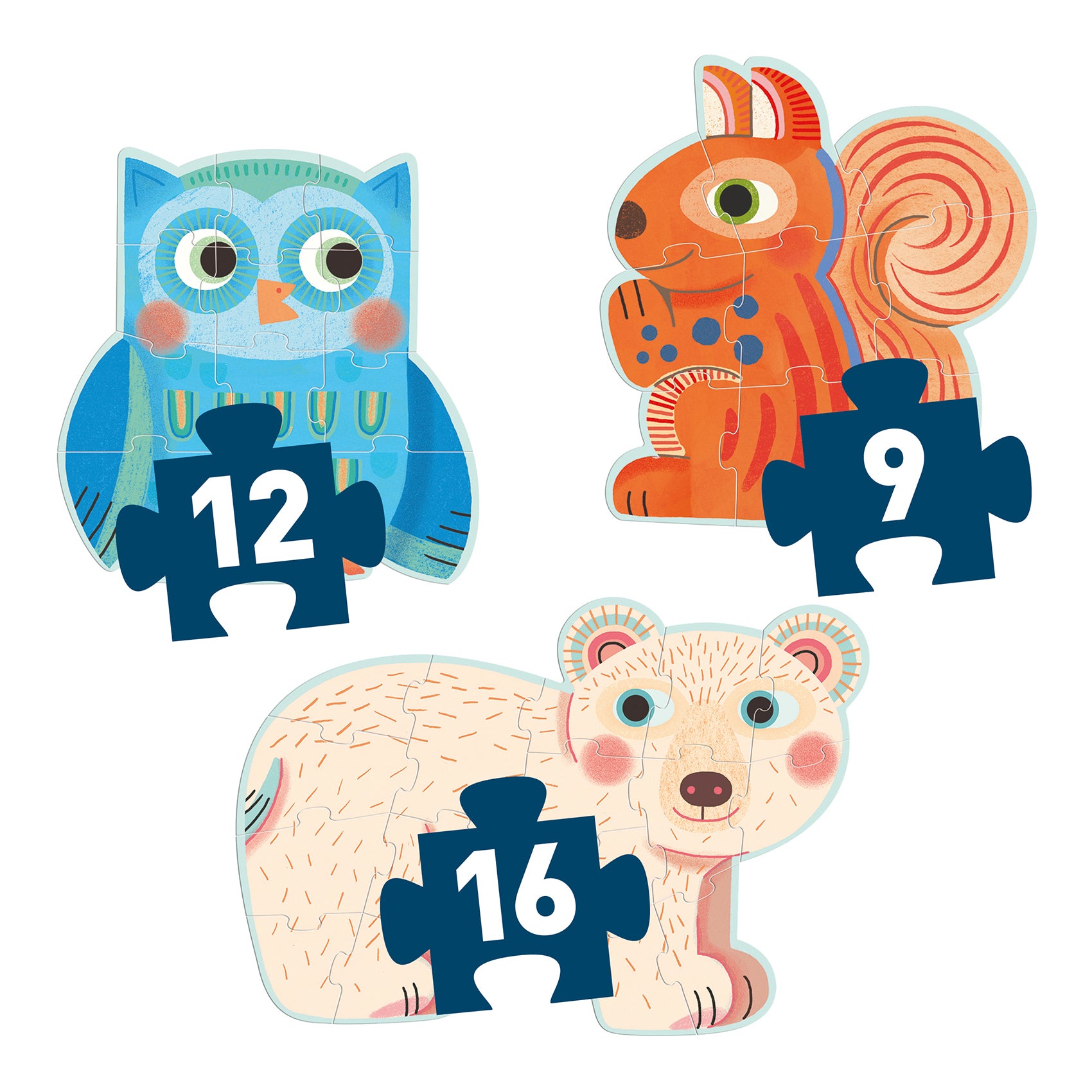 Djeco 3-in-1 Progressive Primo Puzzle – In The Forest