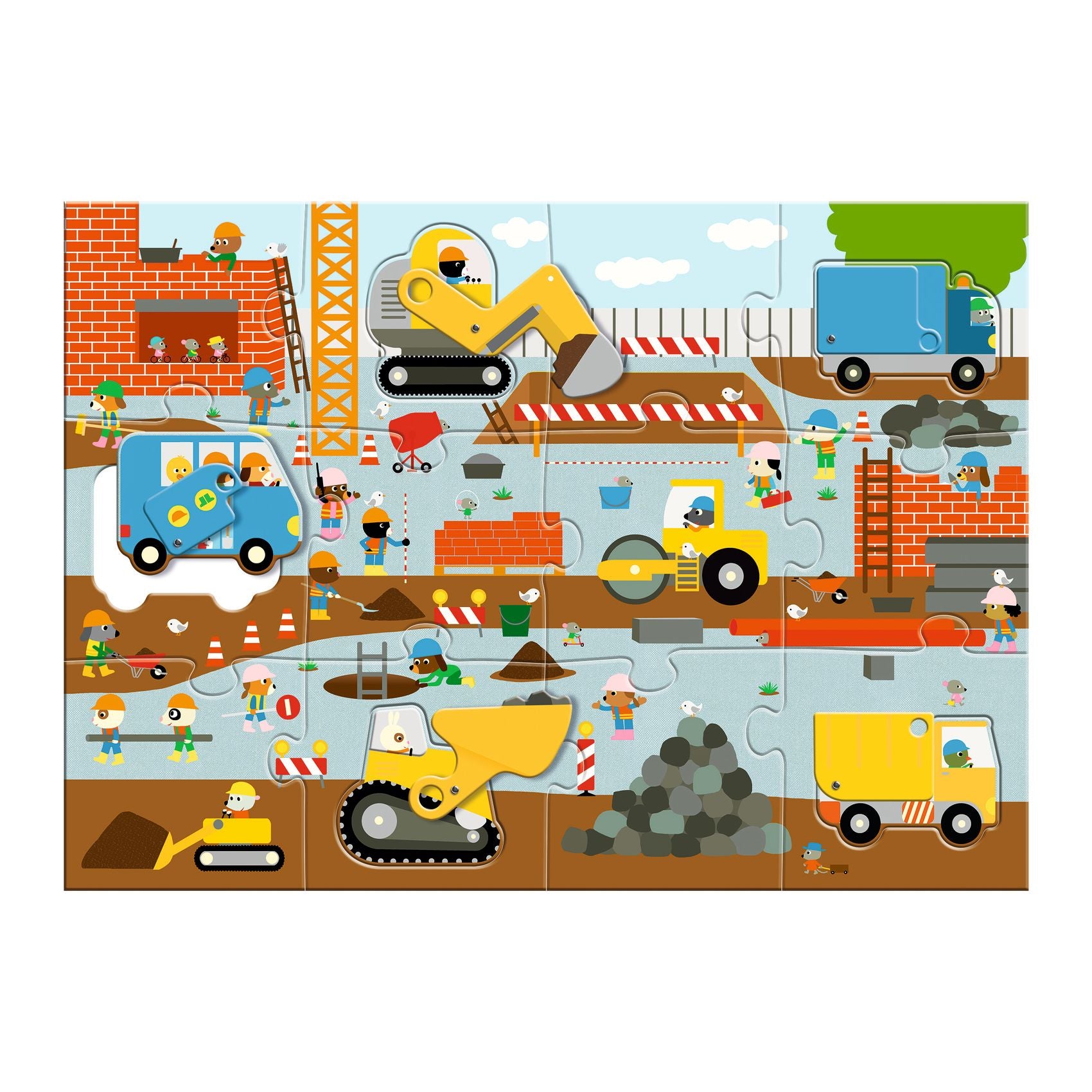 Djeco Giant Construction Site Puzzle – 17 Piece