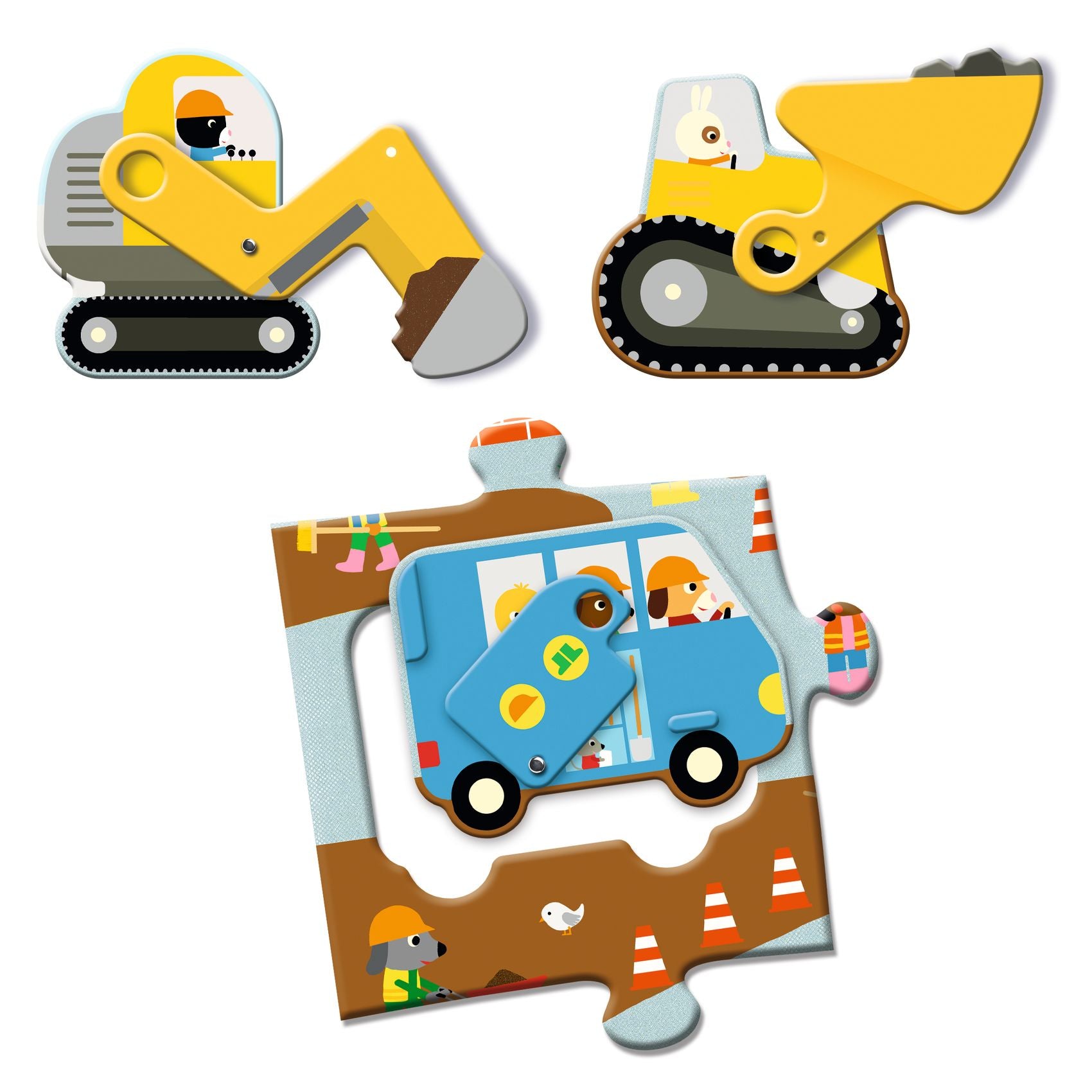 Djeco Giant Construction Site Puzzle – 17 Piece