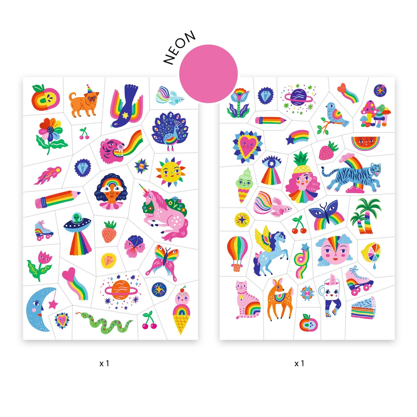 Djeco Rainbow Neon Temporary Tattoos