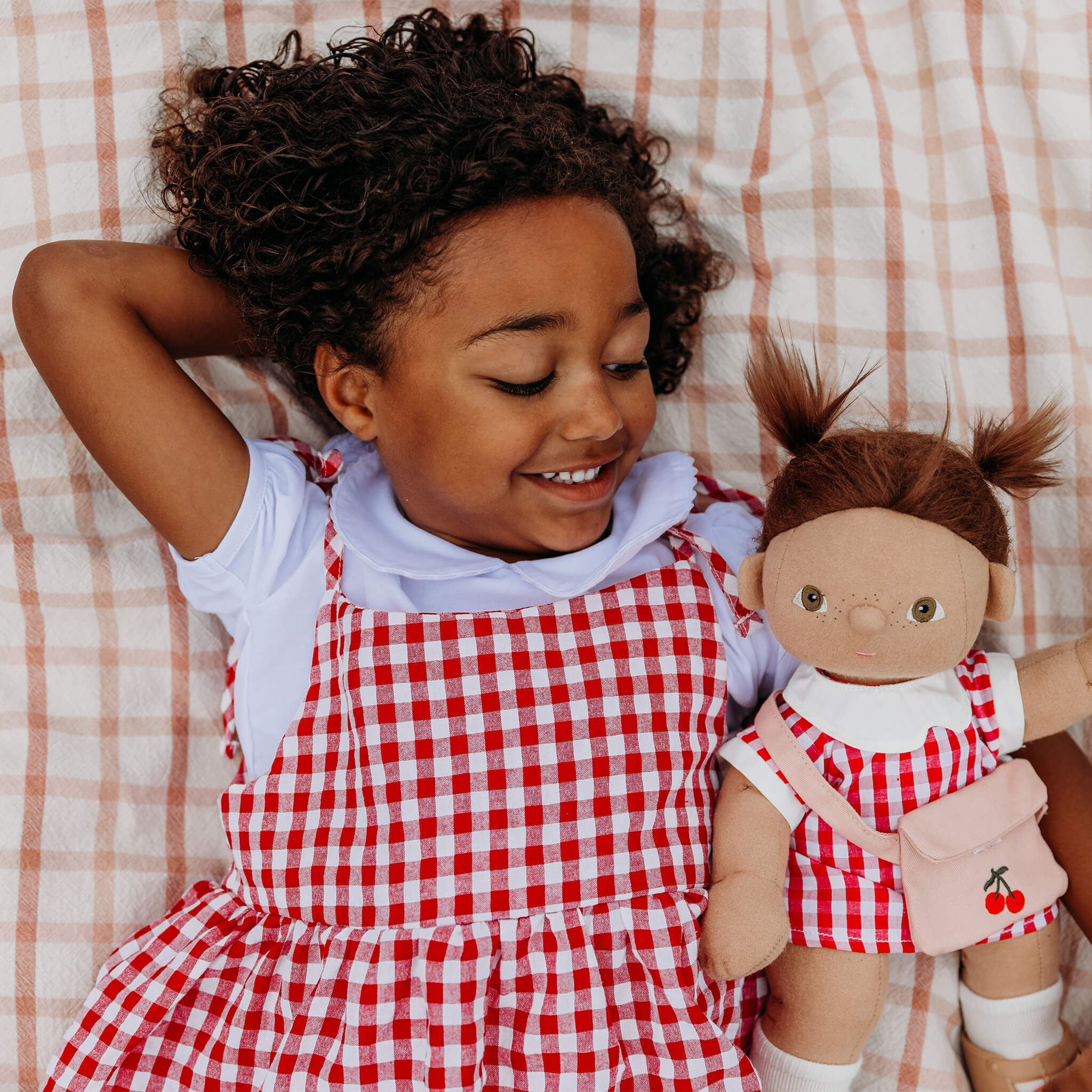 Olli Ella Dinkum Doll Outfit – Cherry Gingham