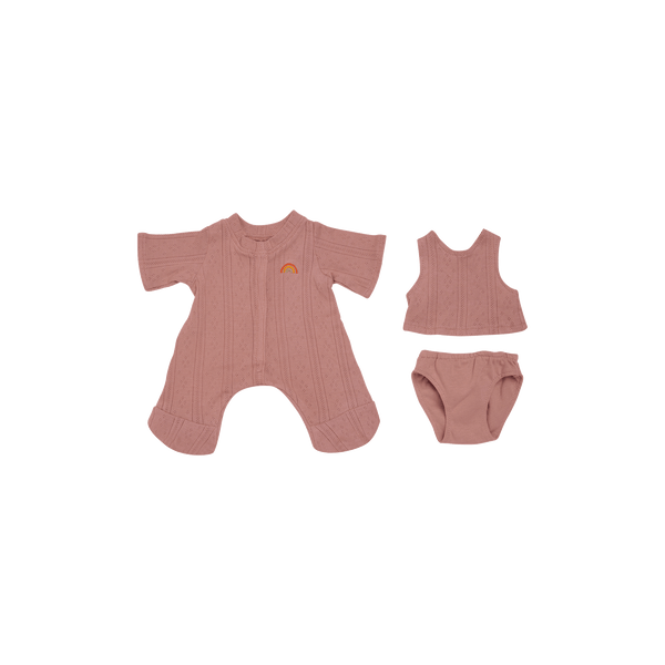 Olli Ella Dinkum Doll Pointelle PJ Set – Rose