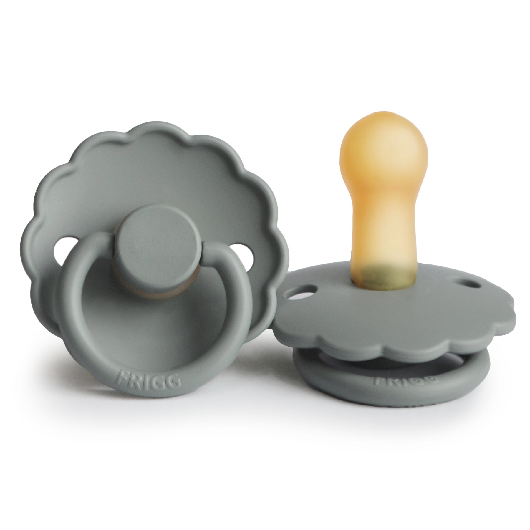 FRIGG Daisy Round Latex Pacifier – French Gray