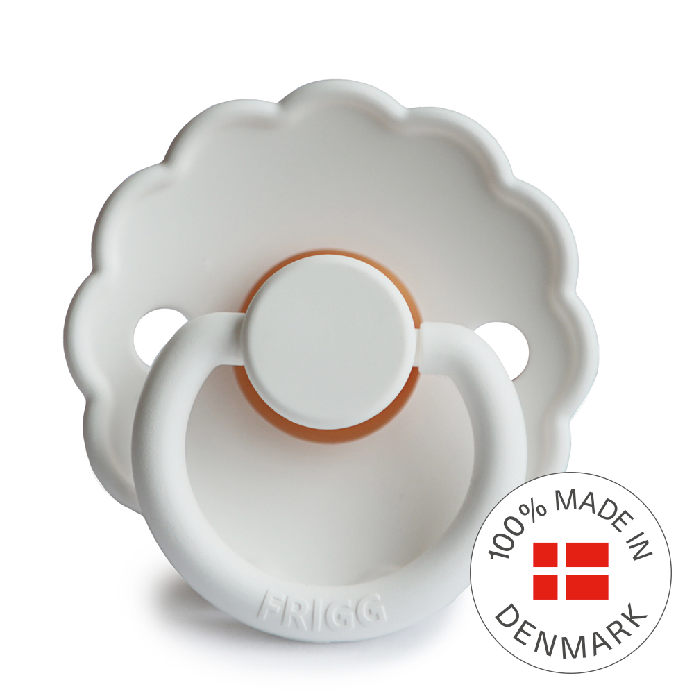FRIGG Daisy Round Latex Pacifier – Bright White