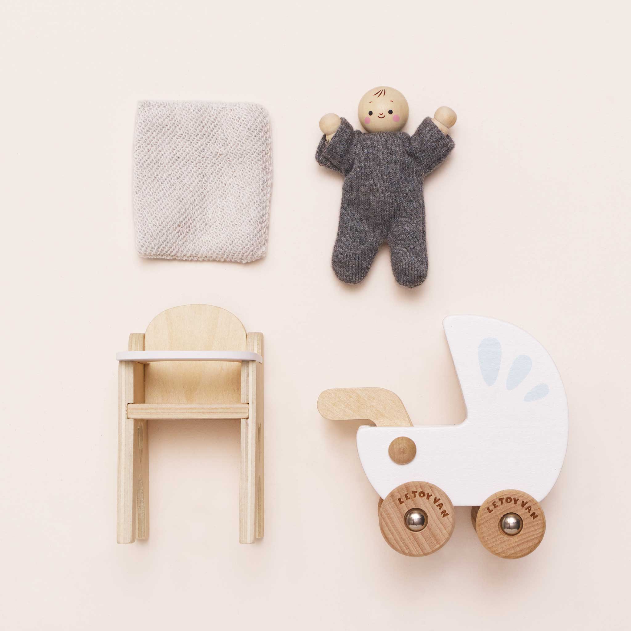 Le Toy Van Wooden Dollhouse Nursery & Baby Set