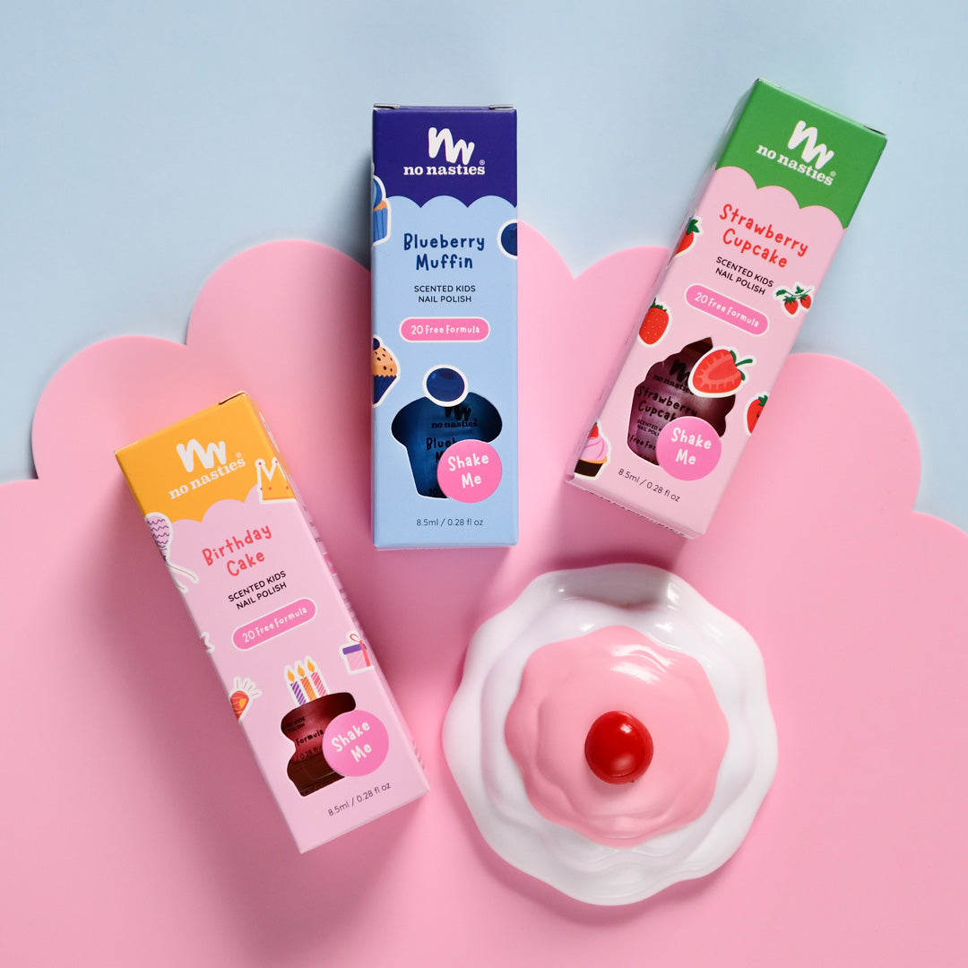 No Nasties Kids Scented Scratch-Off Nail Polish – Strawberry Cupcake