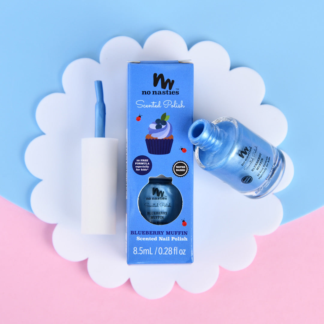 No Nasties Kids Scented Scratch-Off Nail Polish – Blueberry Muffin