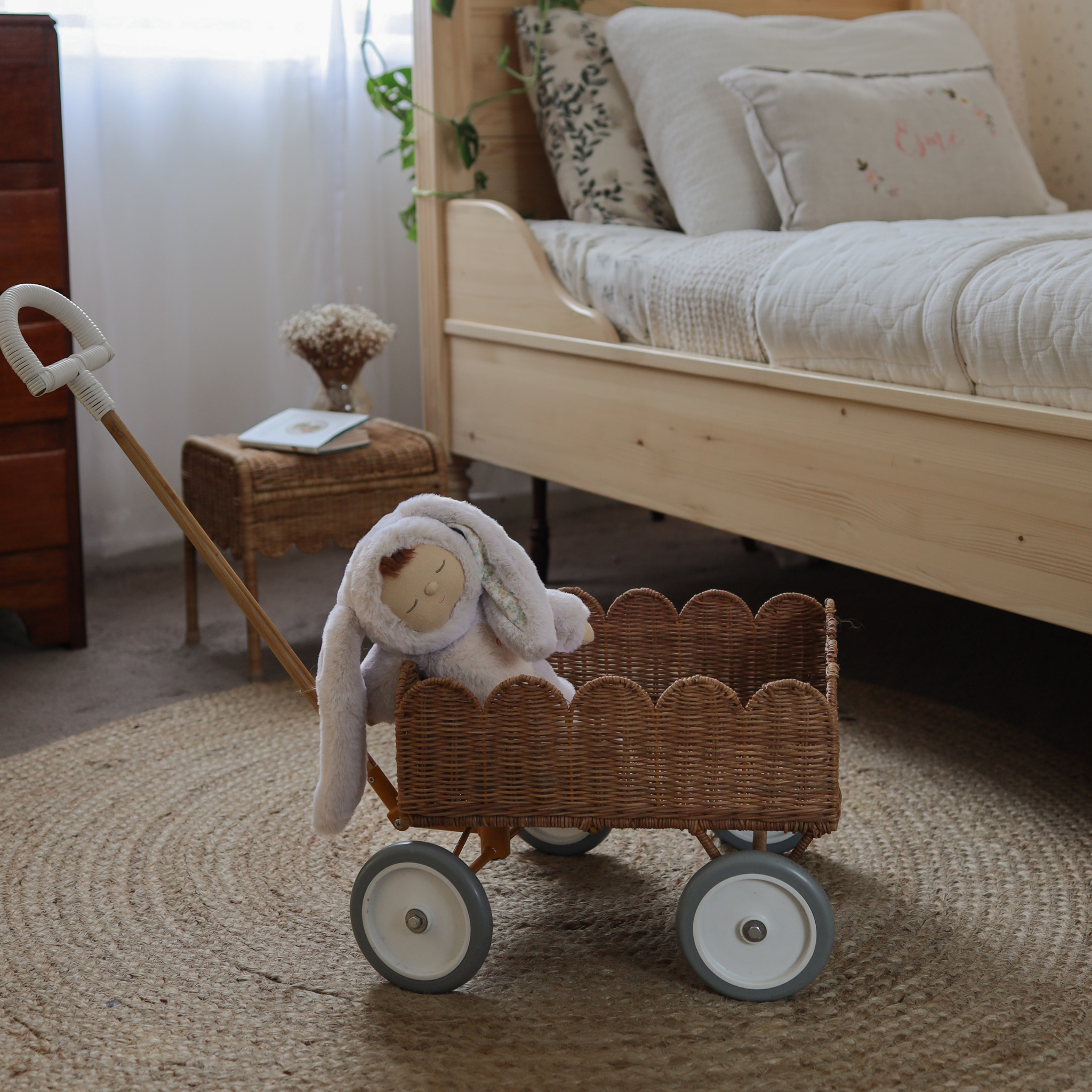 Olli Ella Rattan Petal Wonder Wagon – Natural