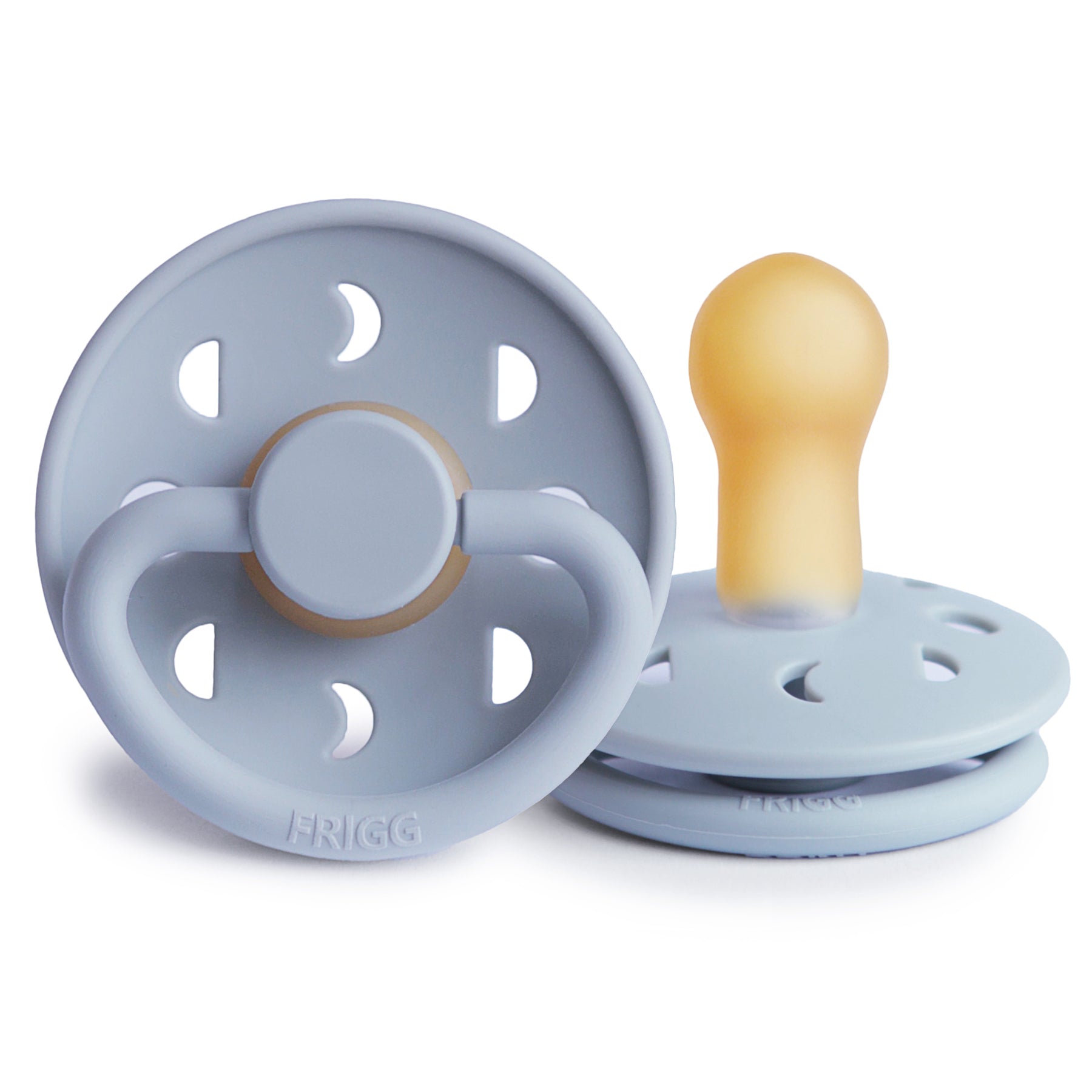 FRIGG Moon Phase Round Latex Pacifier – Powder Blue