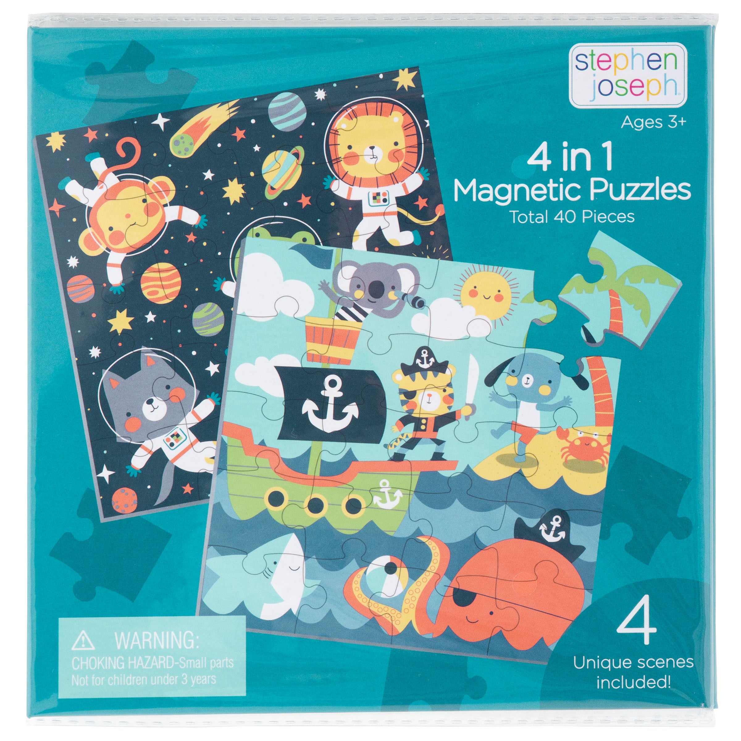 Stephen Joseph 4-In-1 Magnetic Puzzle Book – Blue