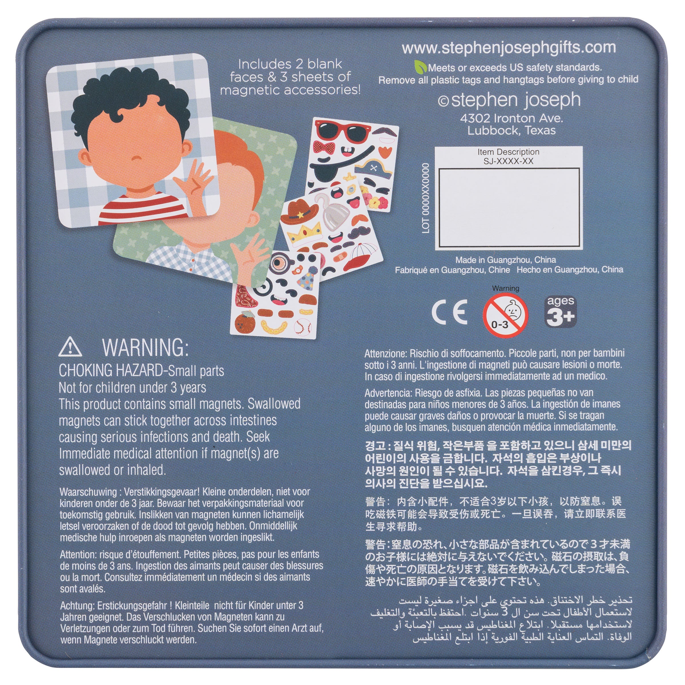 Stephen Joseph Funny Faces Magnetic Set – Blue