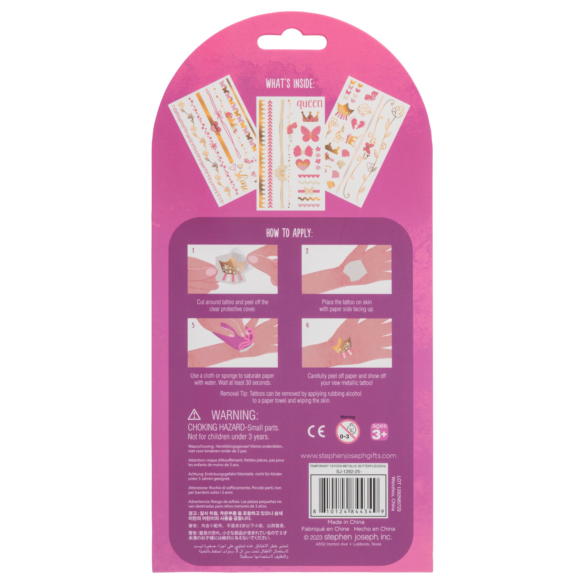 Stephen Joseph Temporary Tattoos – Metallic Butterflies & Crowns