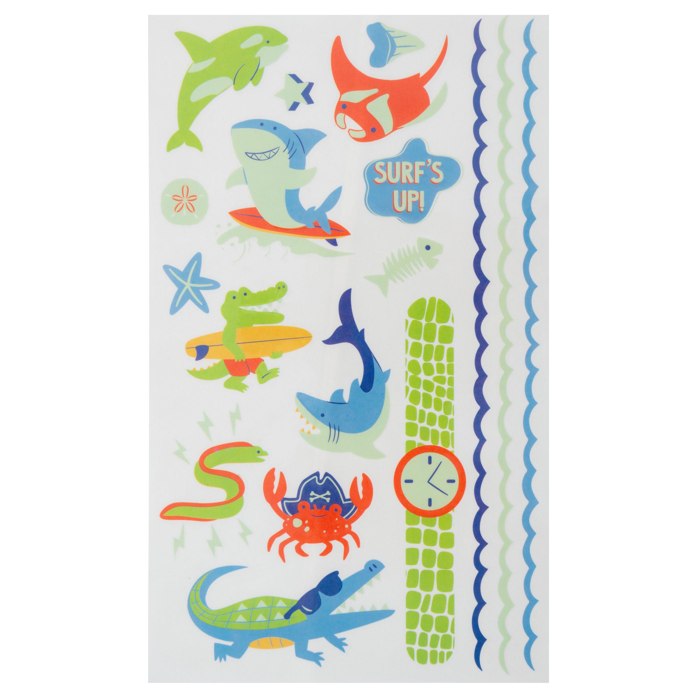 Stephen Joseph Temporary Tattoos – Glow In The Dark Sharks & Sea Life