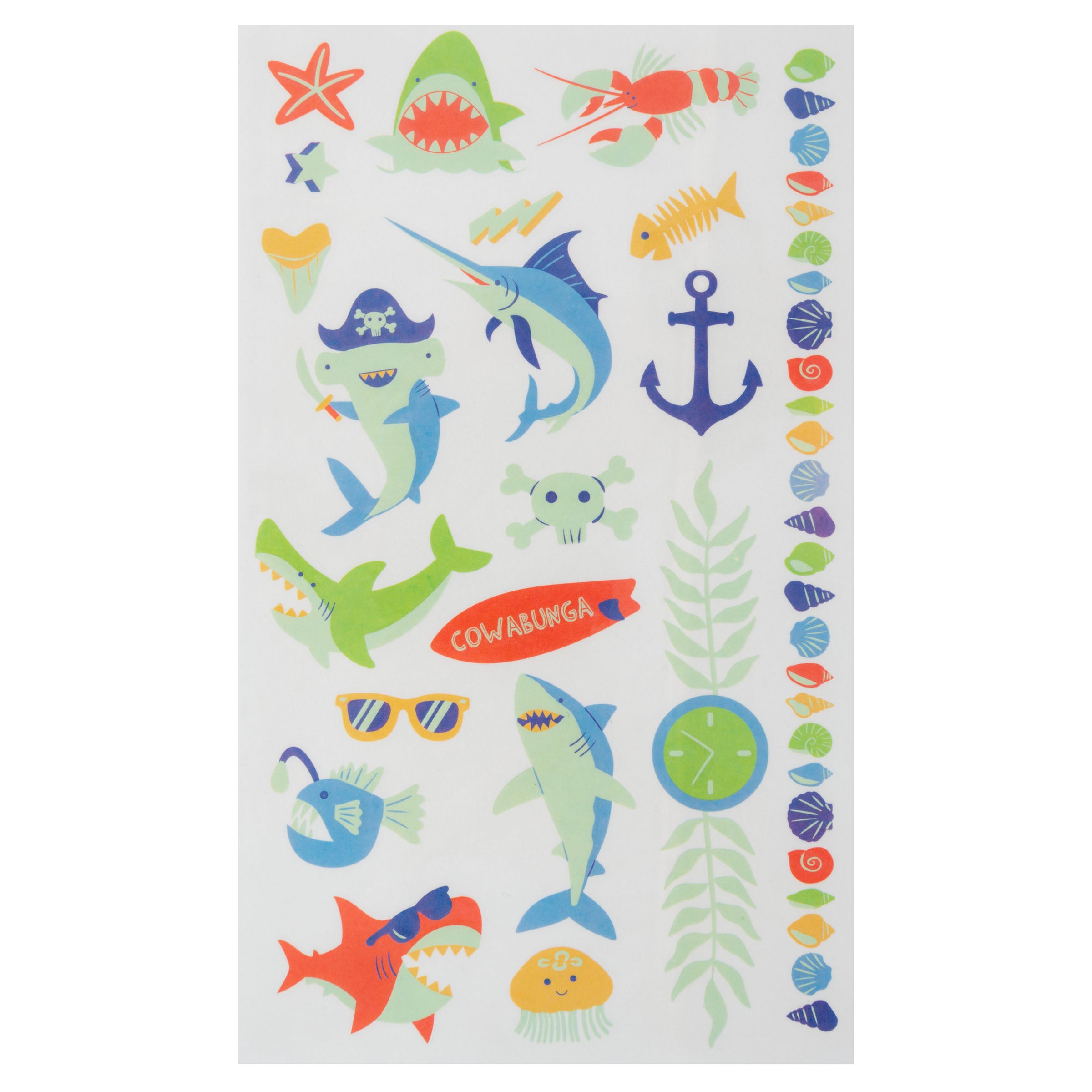 Stephen Joseph Temporary Tattoos – Glow In The Dark Sharks & Sea Life