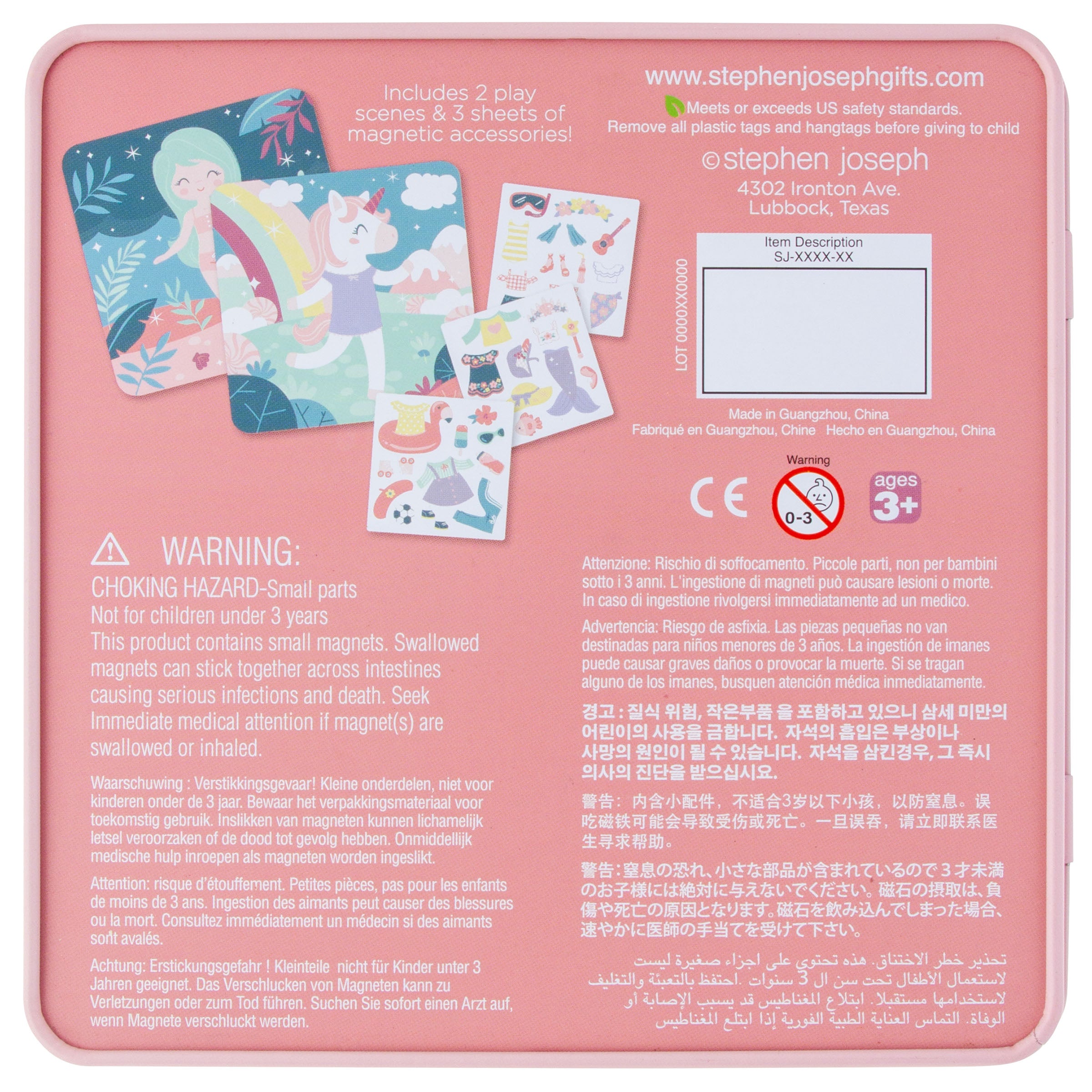 Stephen Joseph Travel Tin Magnetic Dress Up – Unicorn & Mermaid
