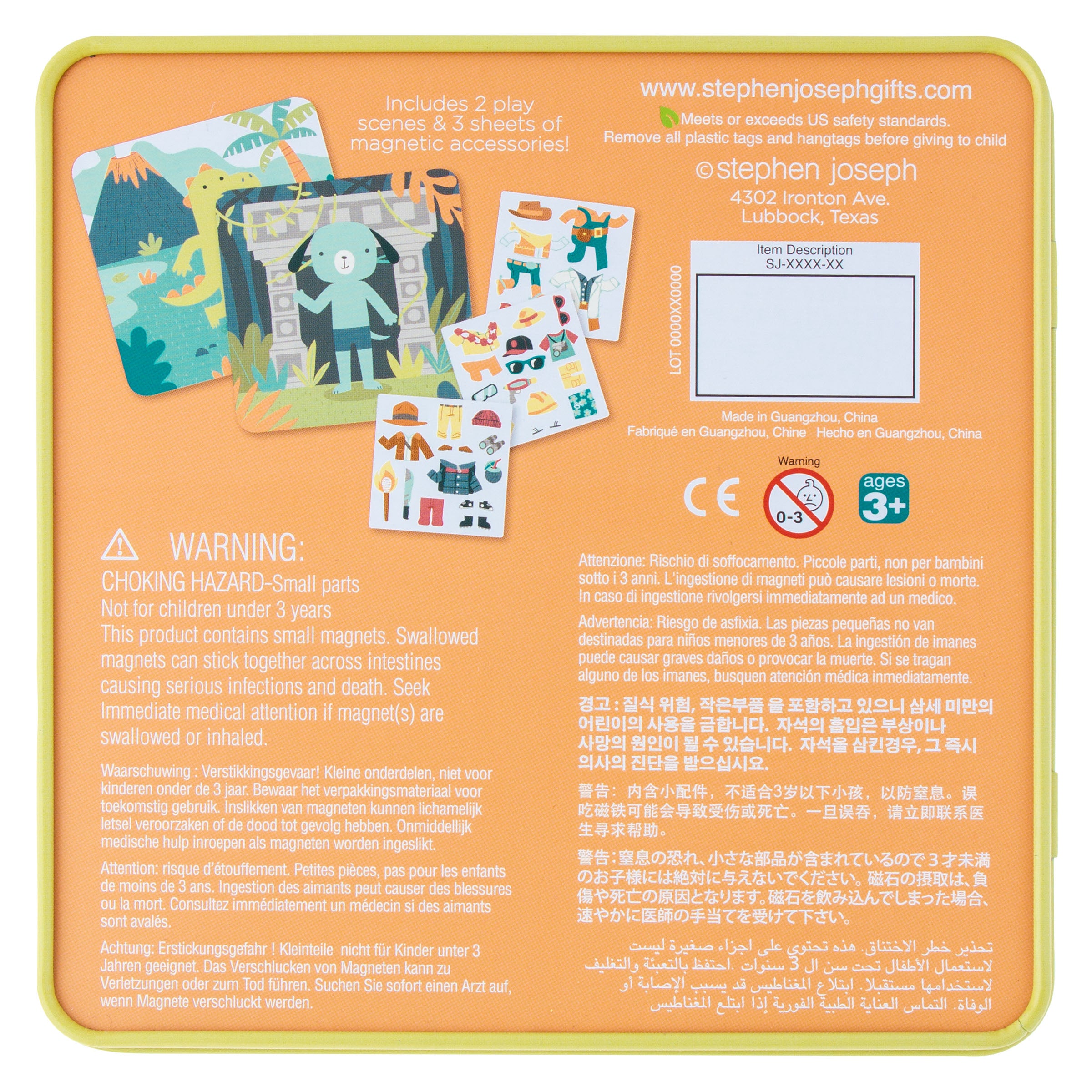 Stephen Joseph Travel Tin Magnetic Dress Up – Dino & Dog