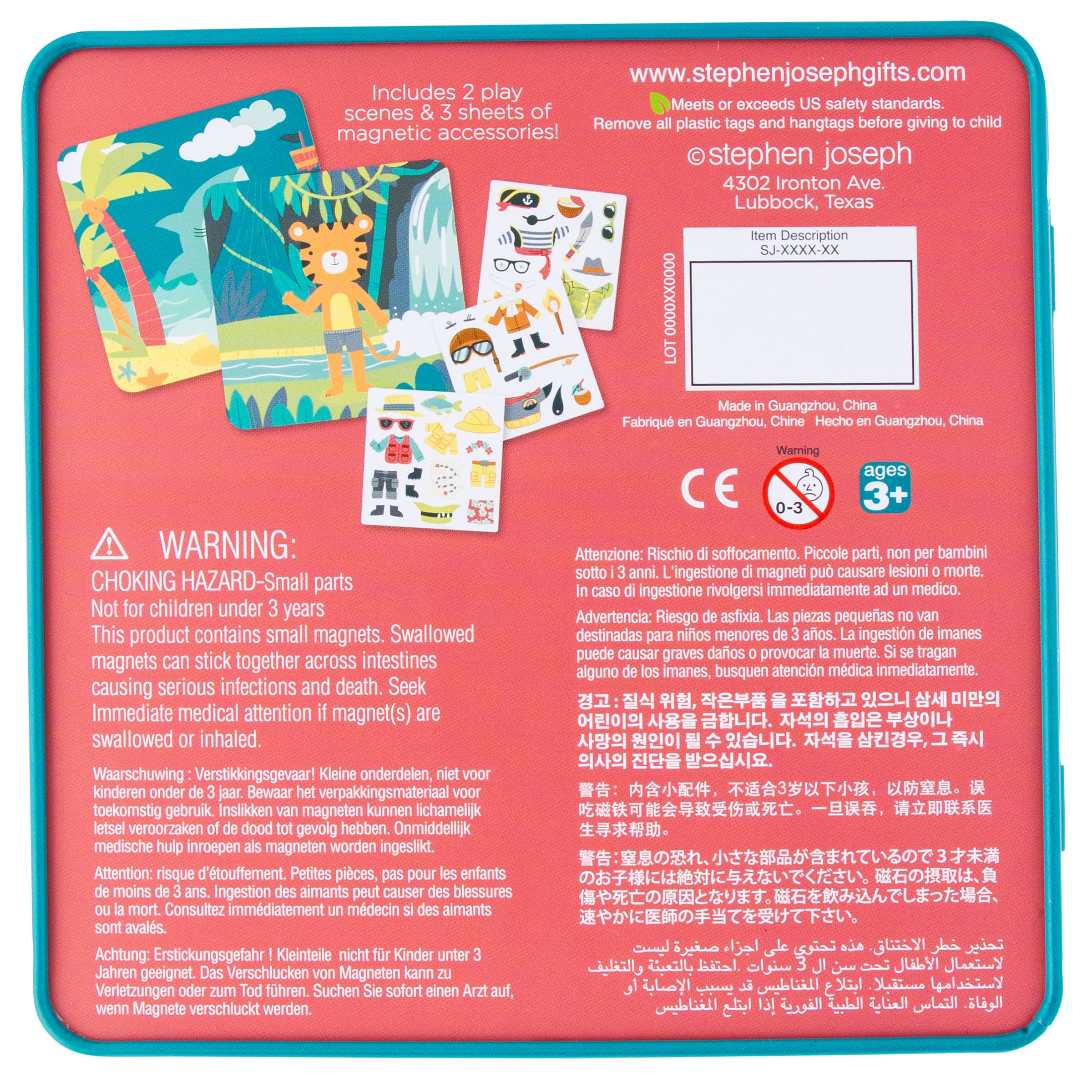 Stephen Joseph Travel Tin Magnetic Dress Up – Shark & Tiger