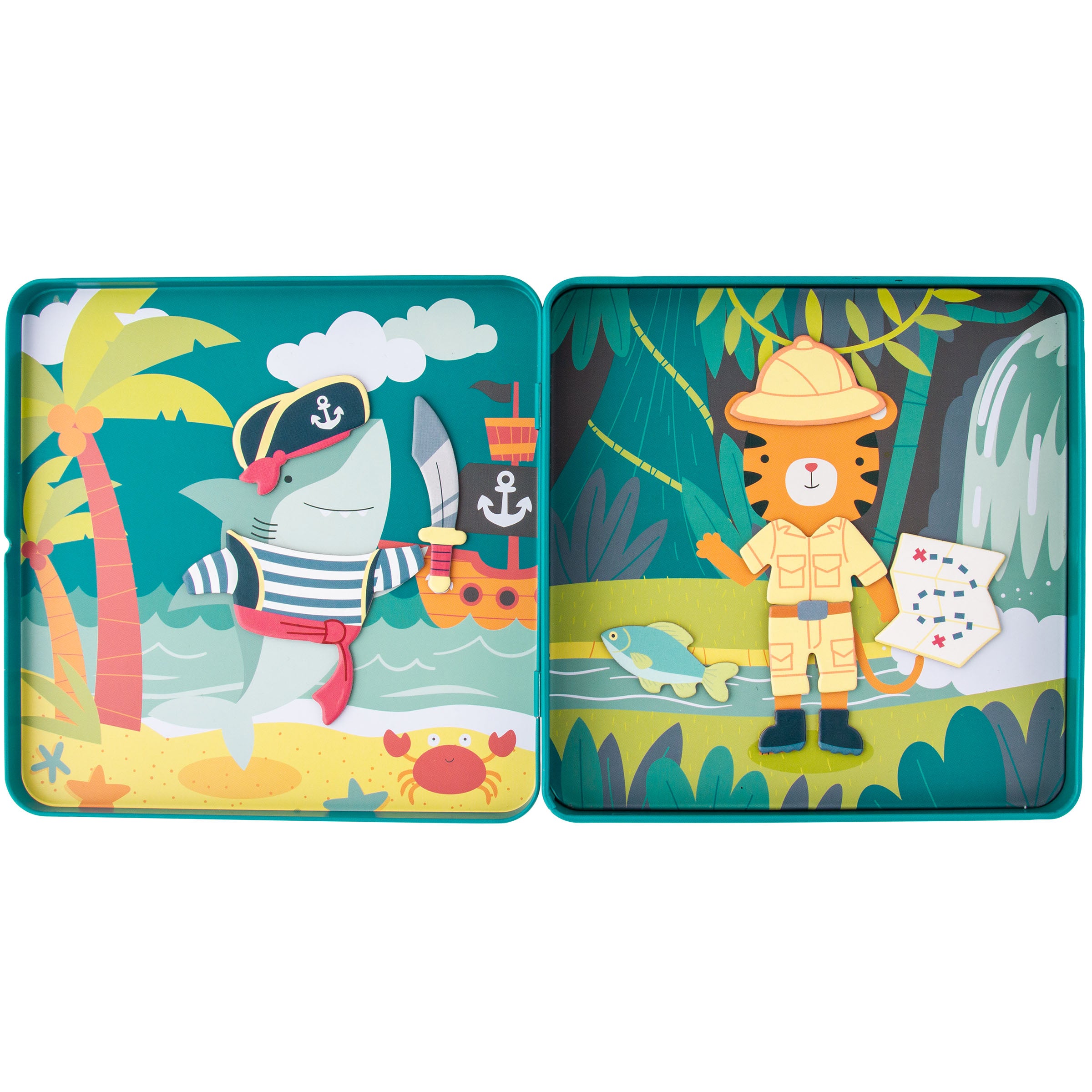 Stephen Joseph Travel Tin Magnetic Dress Up – Shark & Tiger