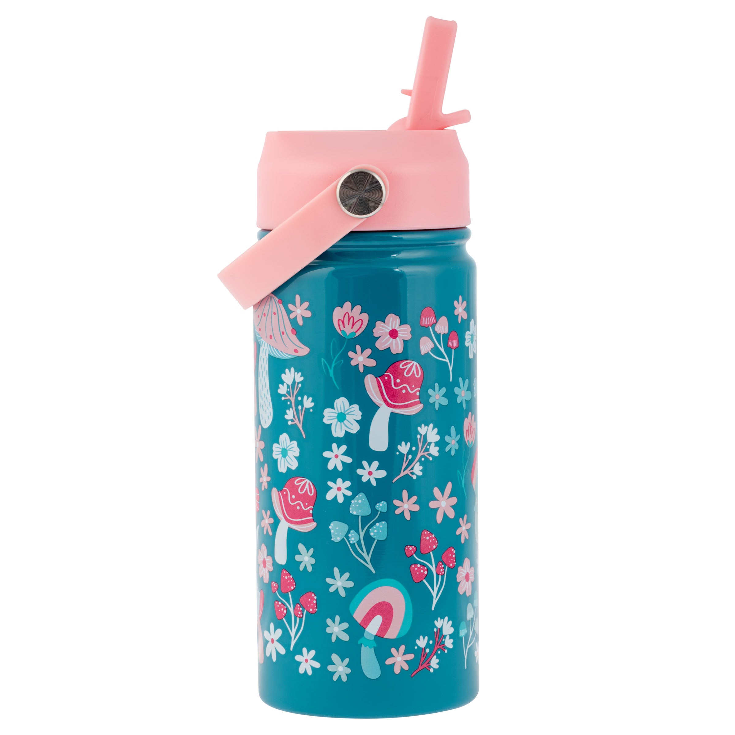 Stephen Joseph Double Wall Insulated Stainless Steel Bottle With Handle – Mushroom