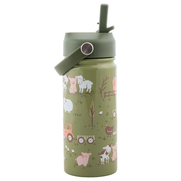 Stephen Joseph Double Wall Insulated Stainless Steel Bottle With Handle – Farm