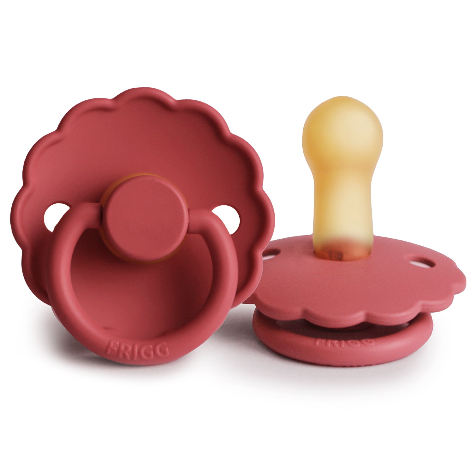 FRIGG Daisy Round Latex Pacifier – Scarlet