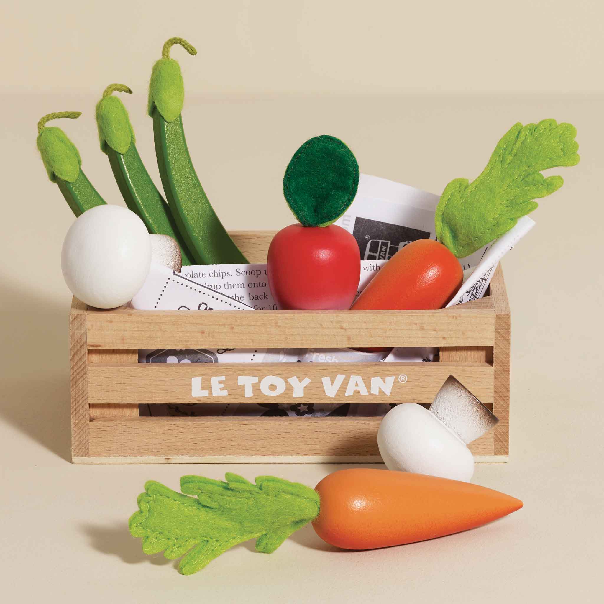Le Toy Van Wooden Harvest Vegetables Market Crate