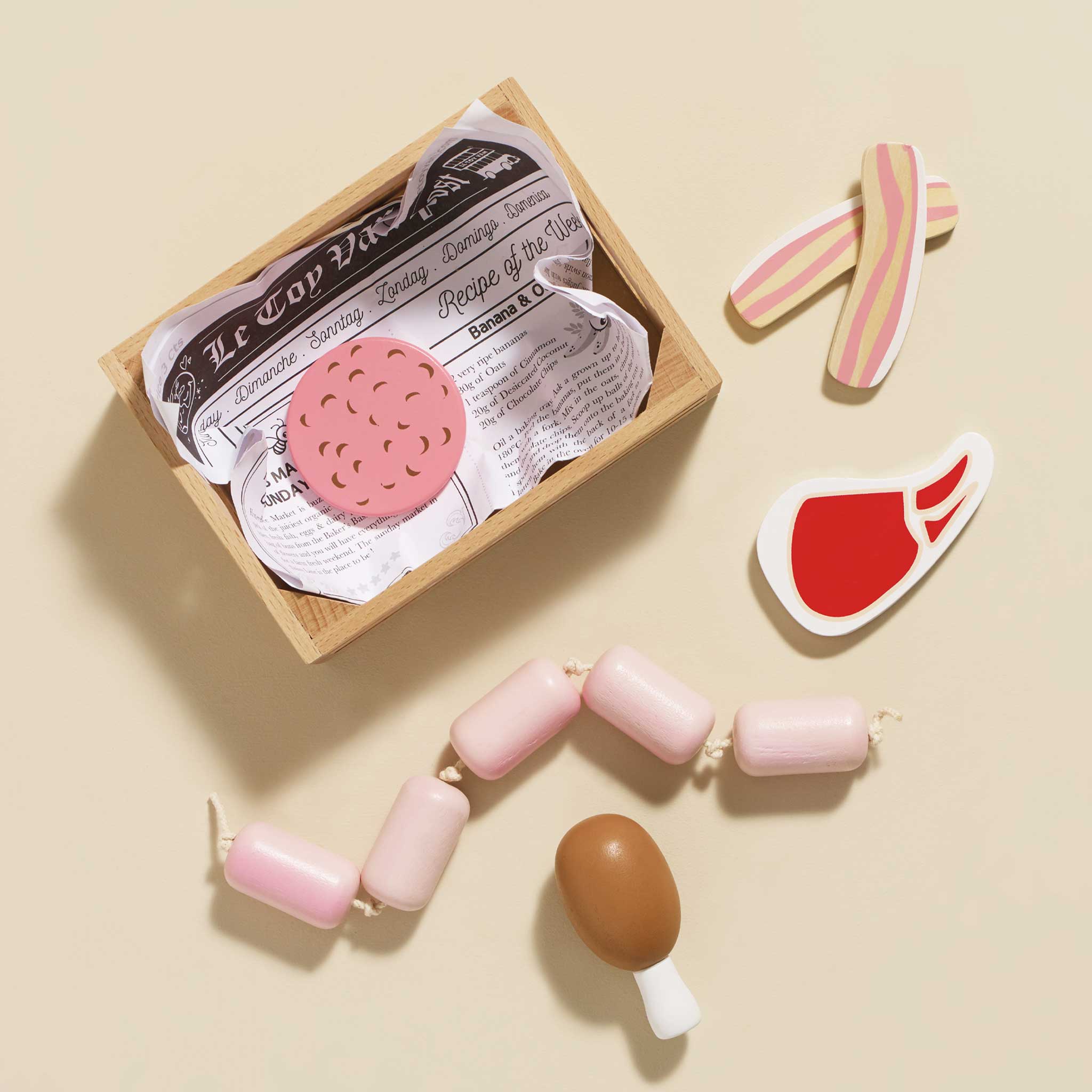 Le Toy Van Wooden Butchers Meat Market Crate