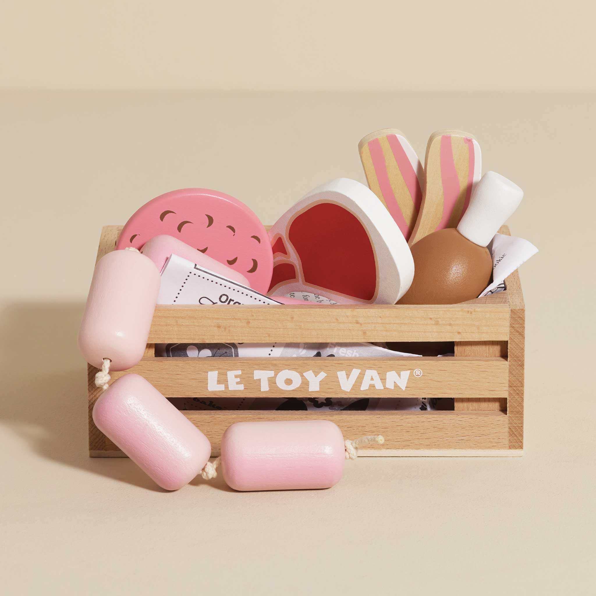 Le Toy Van Wooden Butchers Meat Market Crate