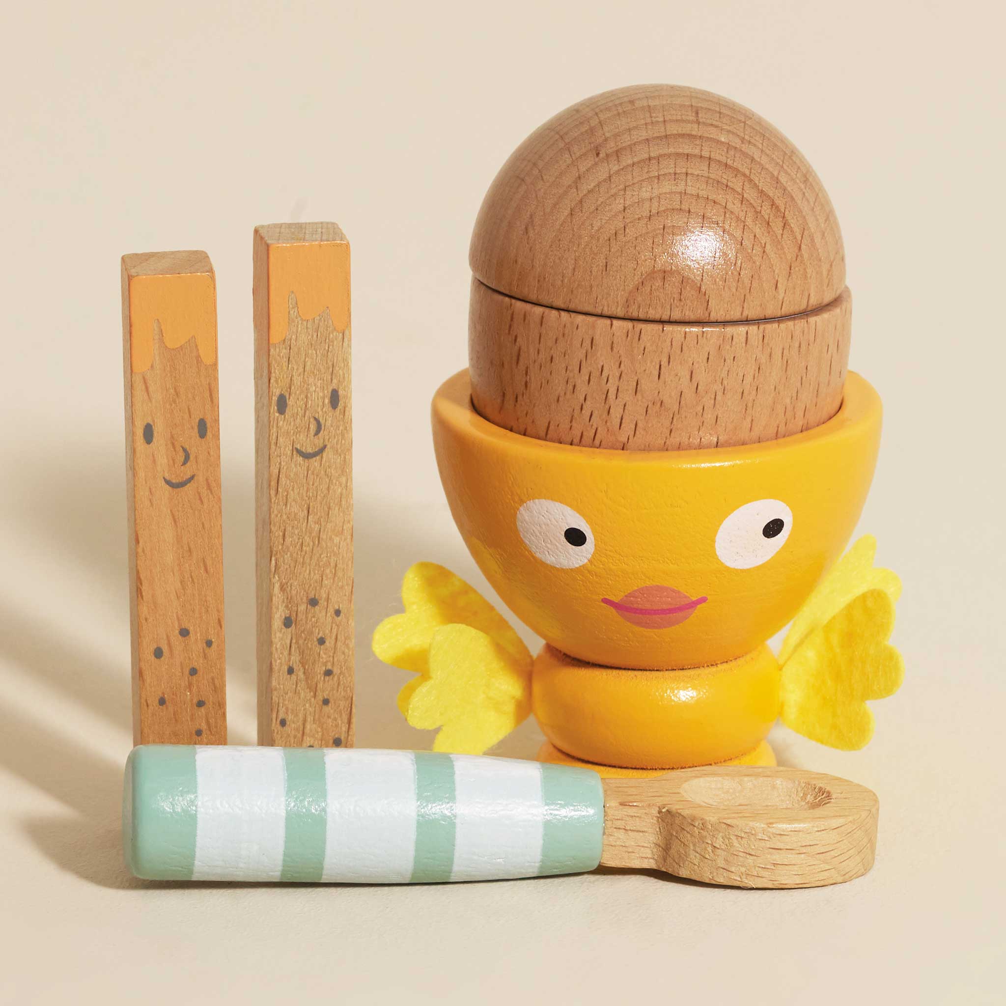 Le Toy Wooden Egg Cup & Soldiers