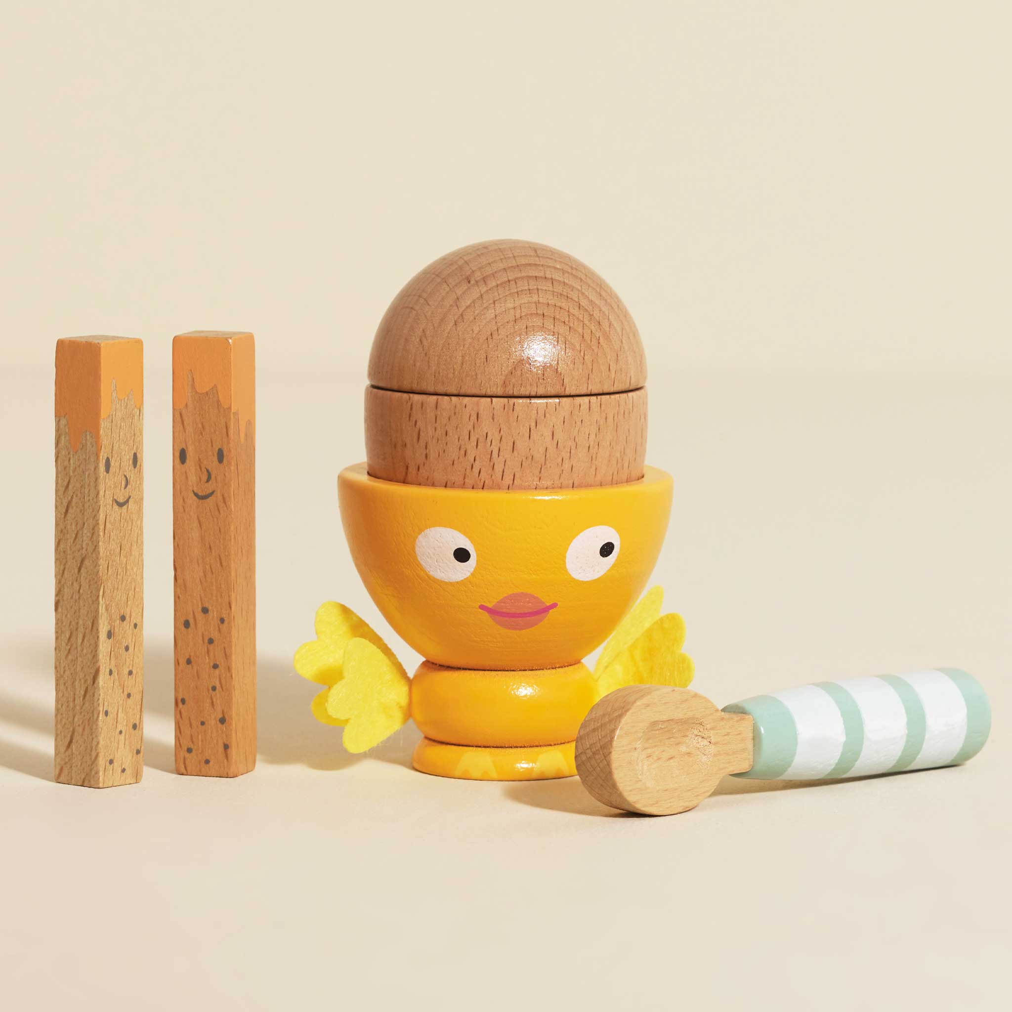 Le Toy Wooden Egg Cup & Soldiers