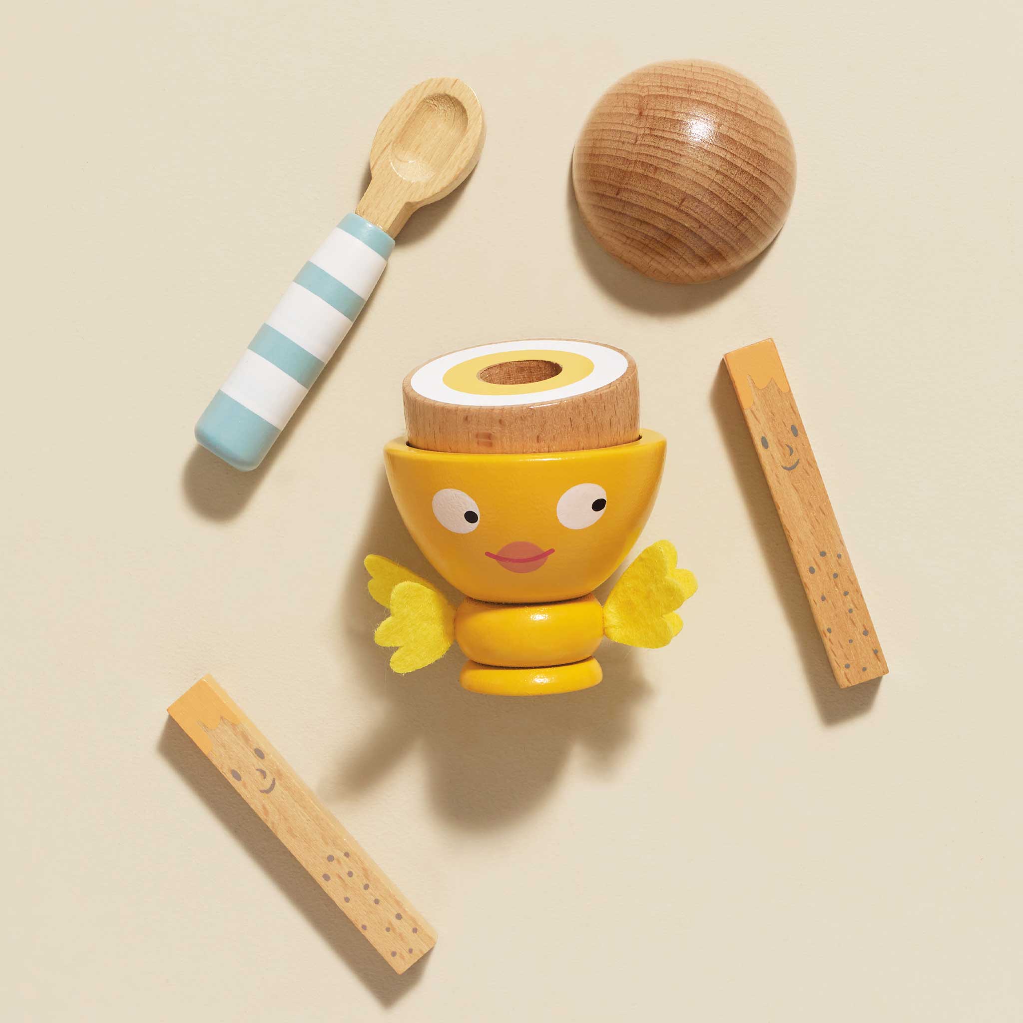 Le Toy Wooden Egg Cup & Soldiers