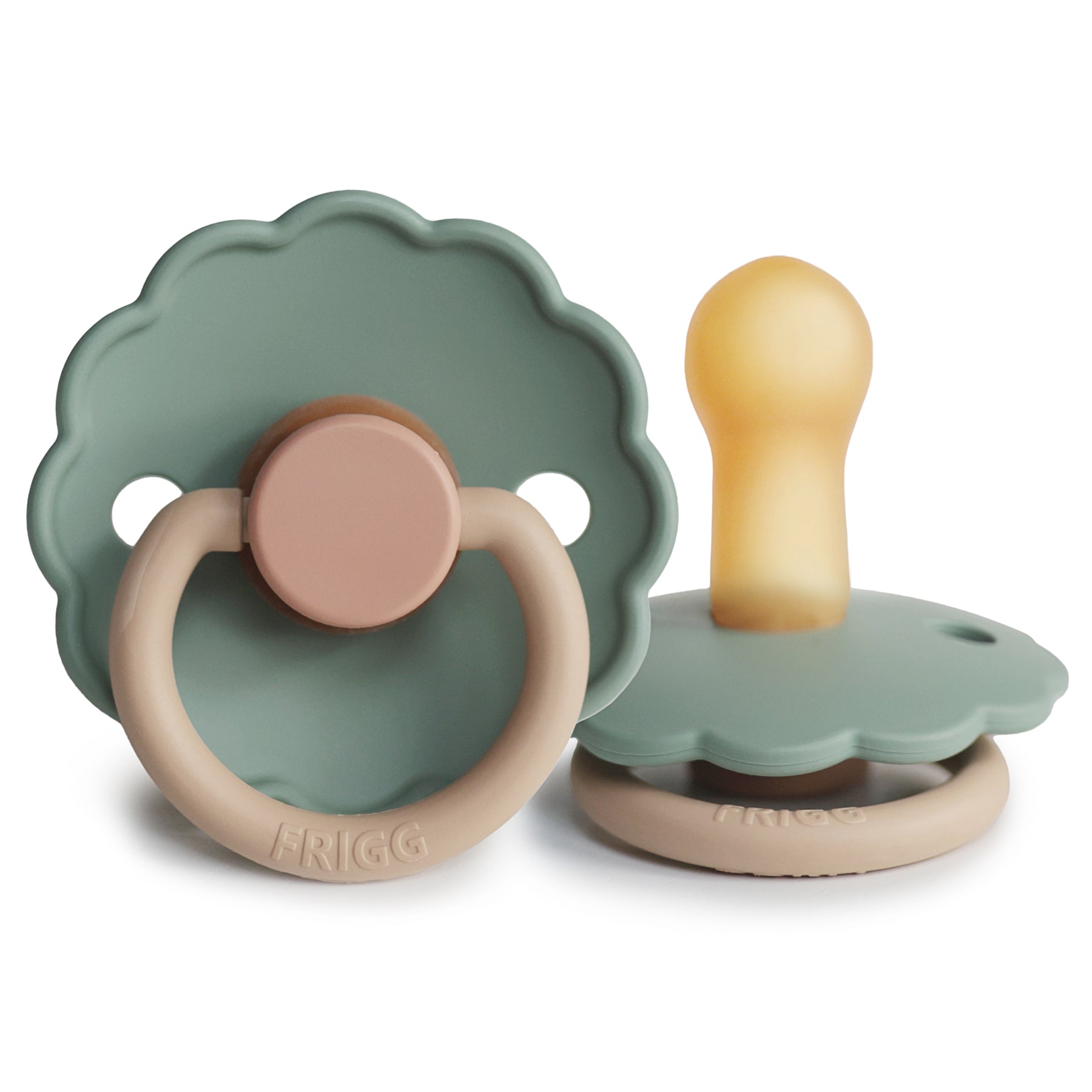 FRIGG Daisy Colourblock Round Latex Pacifier – Willow