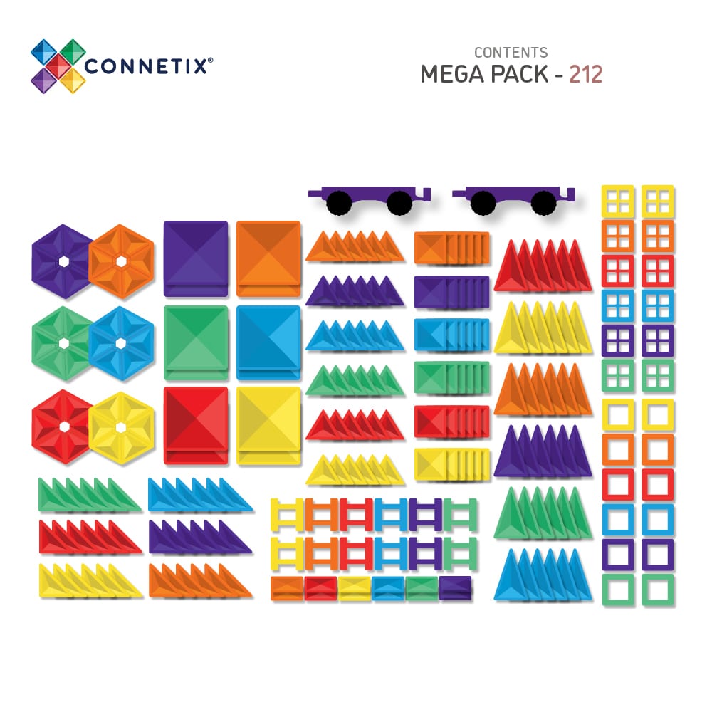 Connetix Tiles Magnetic Building Tiles Rainbow Mega Pack – 212 Piece