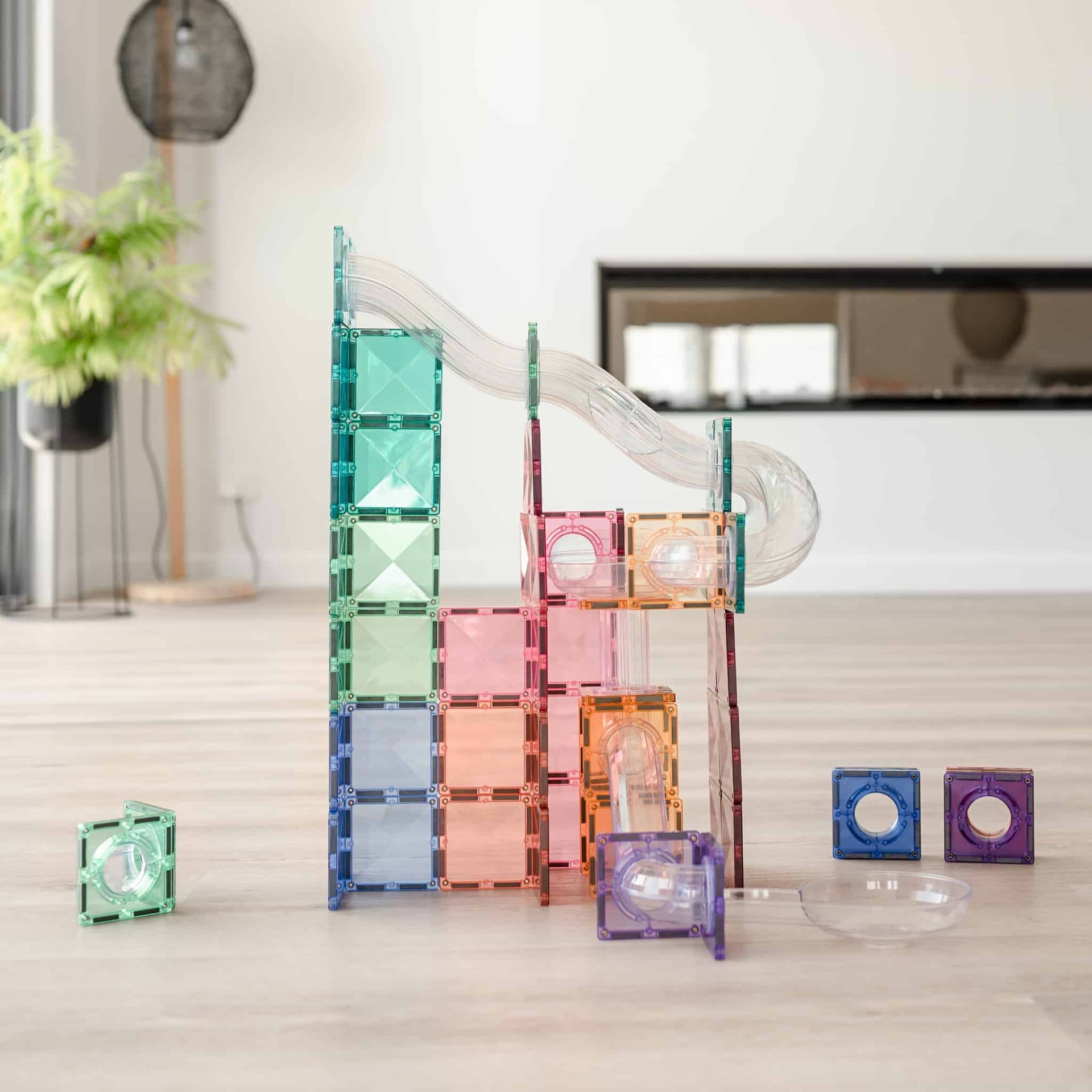 Connetix Tiles Magnetic Building Tiles Pastel Ball Run Expansion Pack – 80 Piece